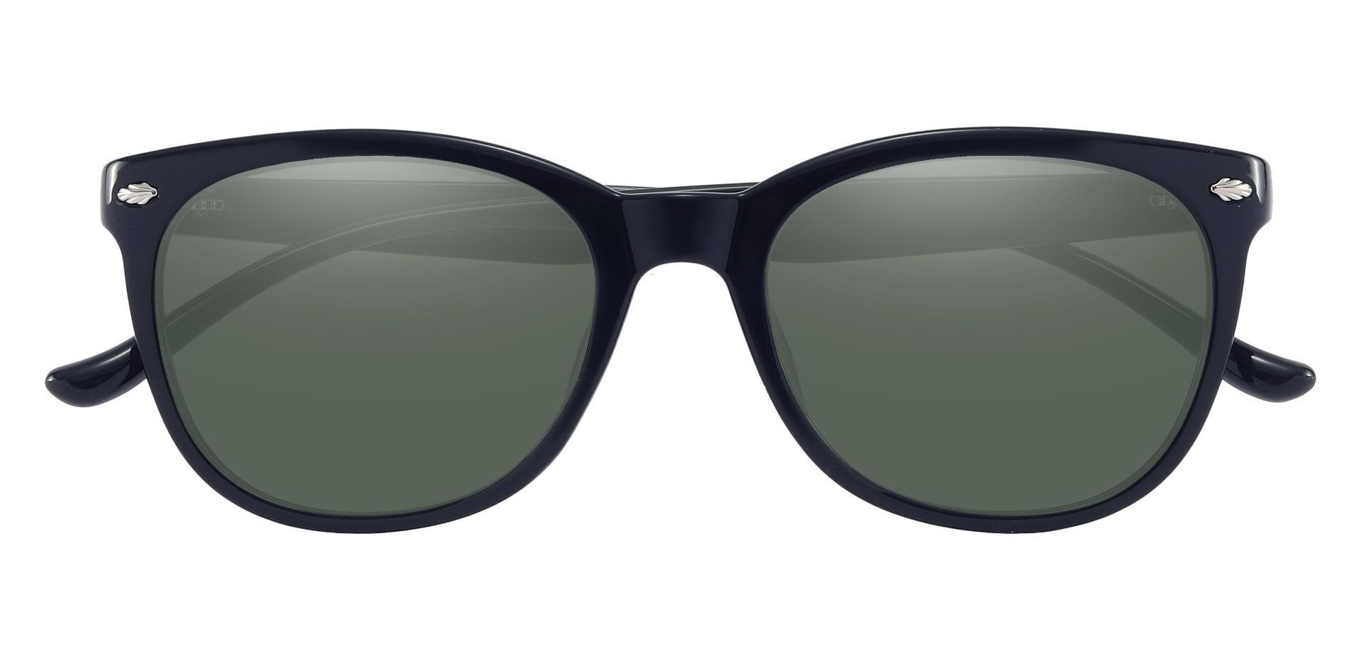 Pavilion Square Non-Rx Sunglasses - Blue Frame With Green Lenses