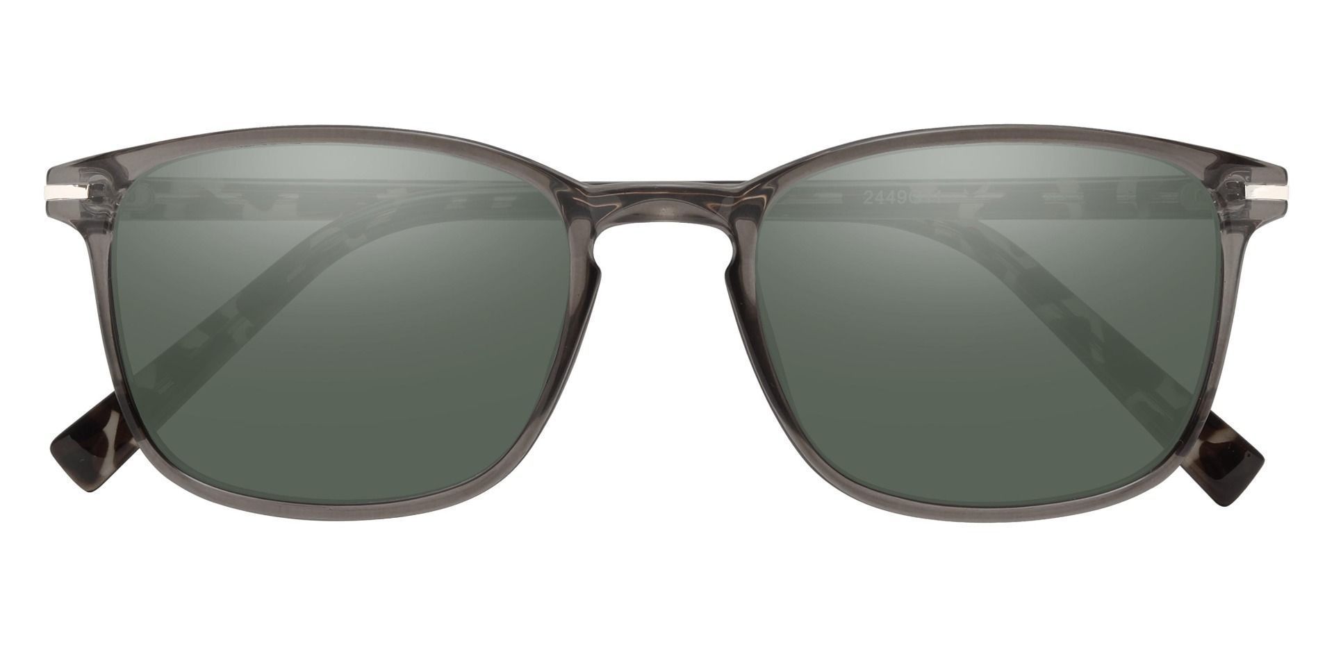Dumont Rectangle Prescription Sunglasses - Gray Frame With Green Lenses