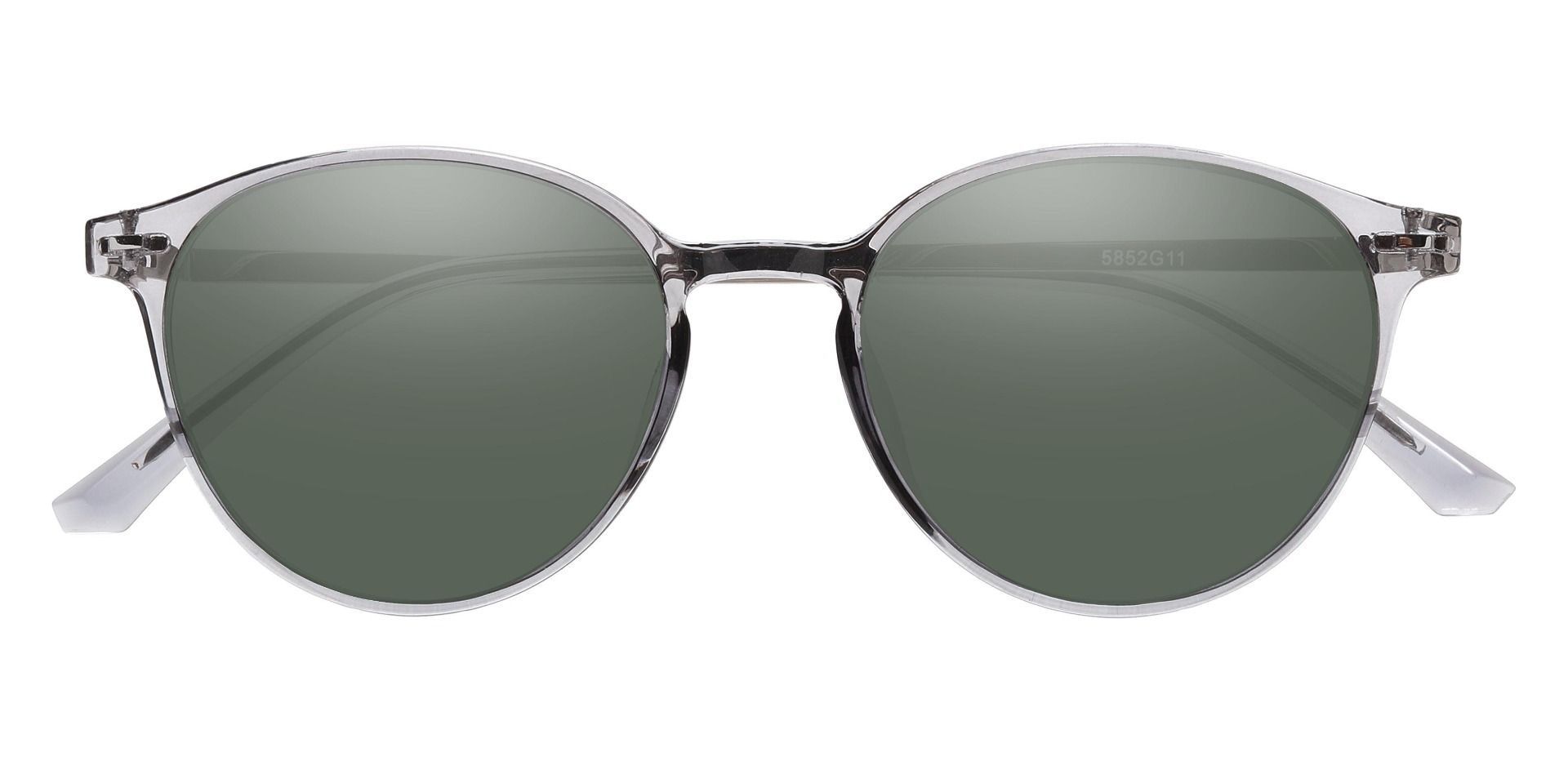 Springer Round Reading Sunglasses - Gray Frame With Green Lenses