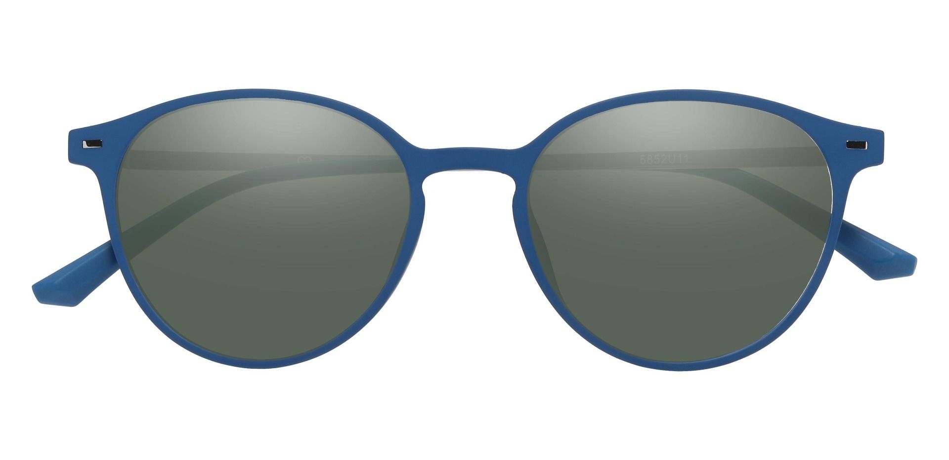 Springer Round Prescription Sunglasses - Blue Frame With Green Lenses