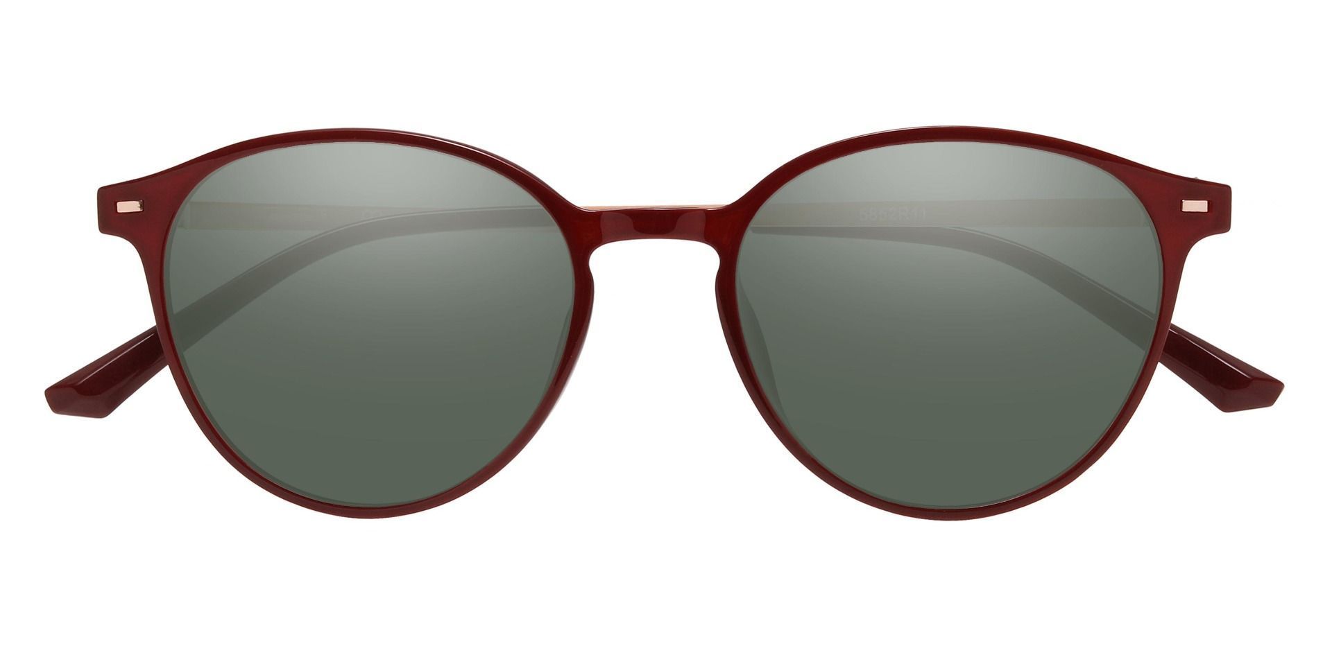 Springer Round Prescription Sunglasses - Red Frame With Green Lenses