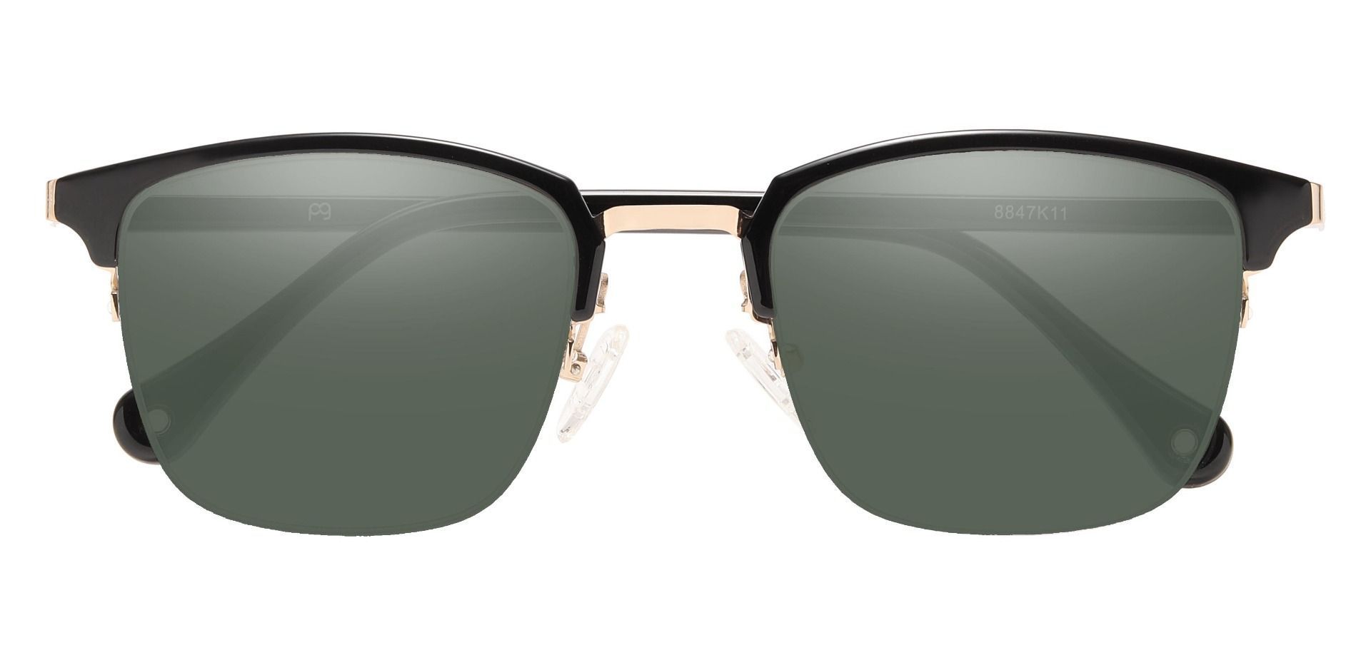 Atlantic Browline Non-Rx Sunglasses - Black Frame With Green Lenses