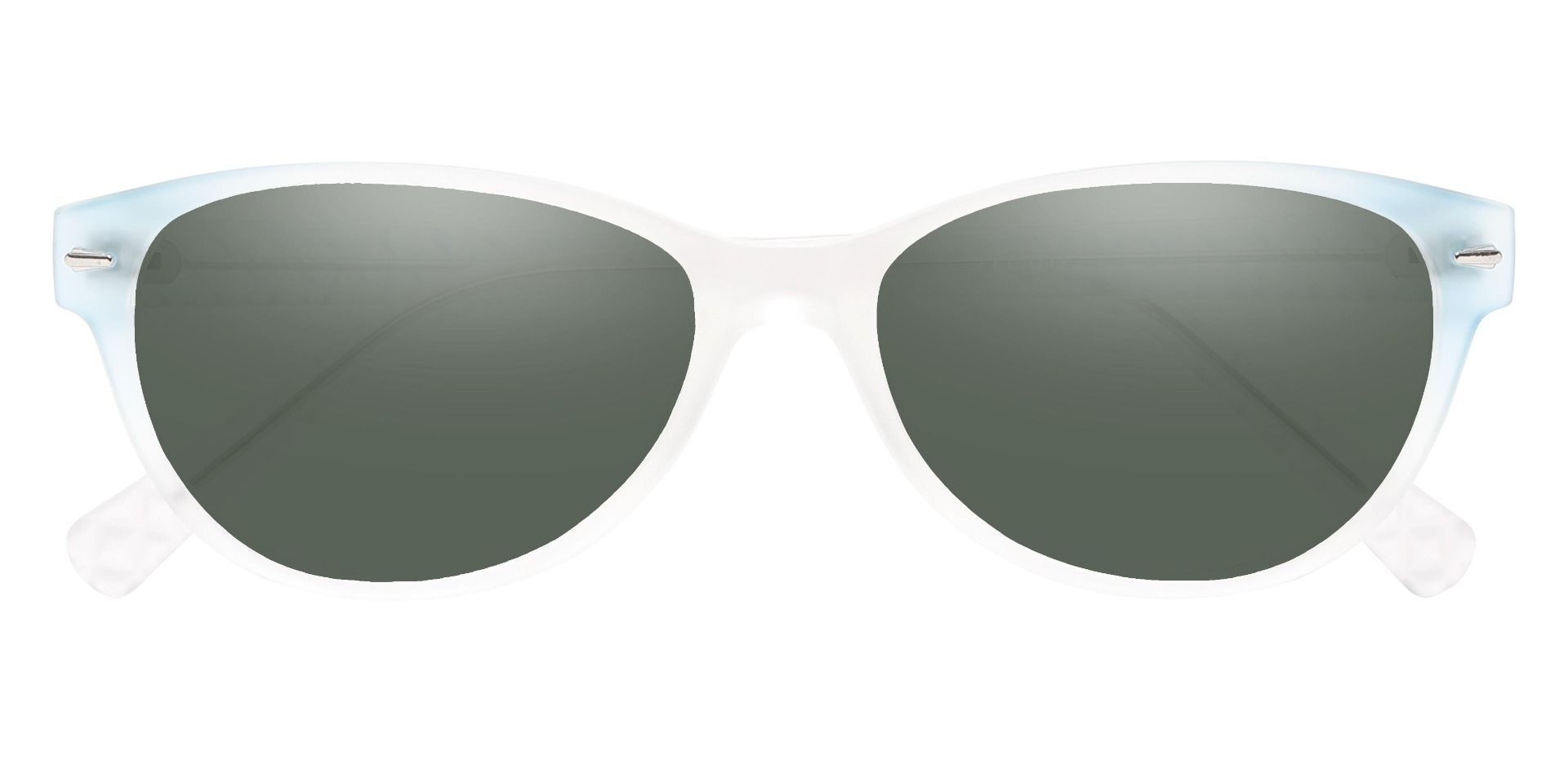 Olive Cat Eye Non-Rx Sunglasses - Blue Frame With Green Lenses