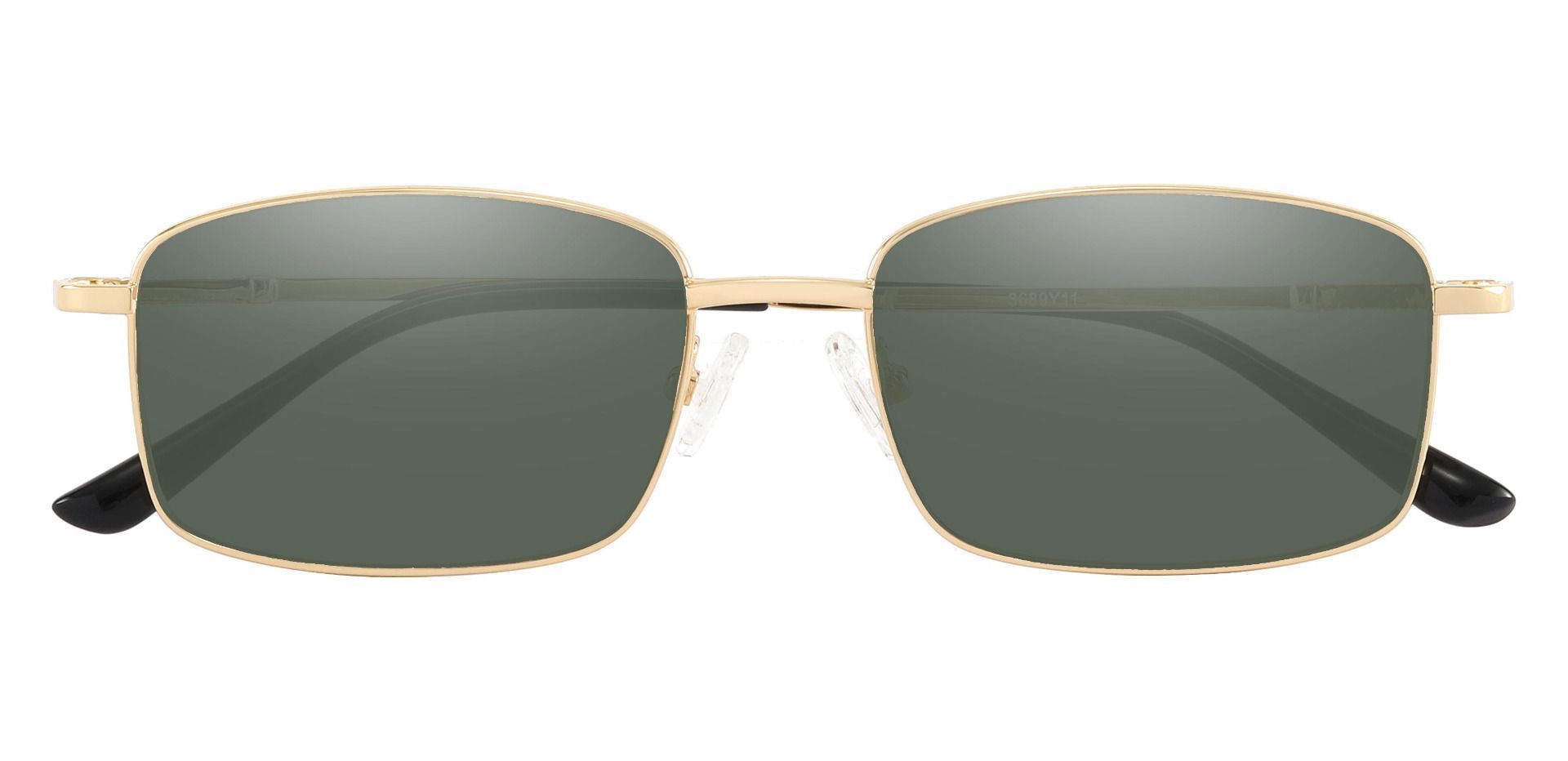 Clyde Rectangle Progressive Sunglasses - Gold Frame With Green Lenses
