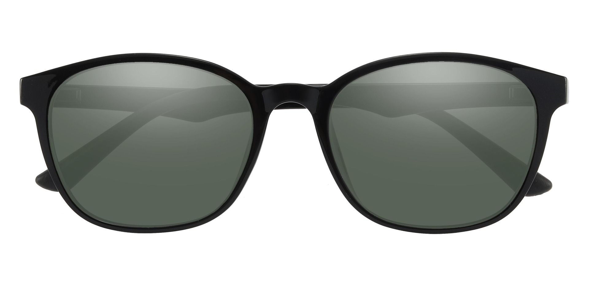 Ursula Oval Reading Sunglasses - Black Frame With Green Lenses