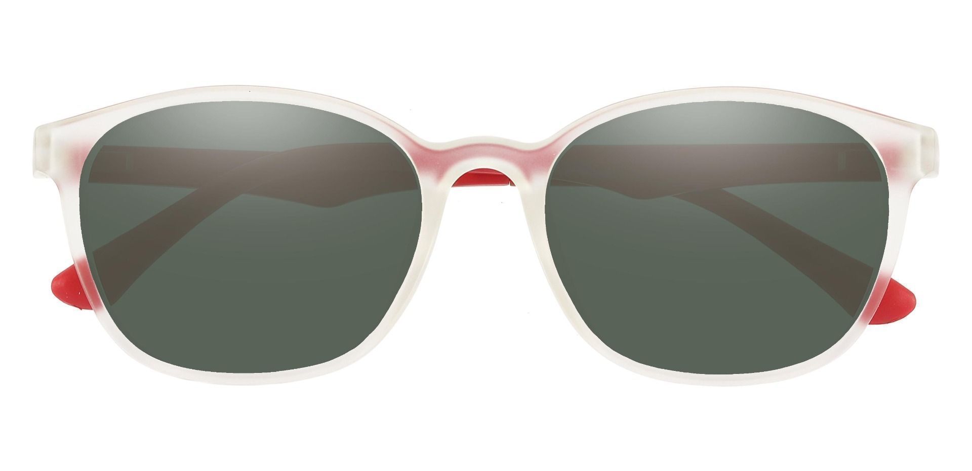 Ursula Oval Non-Rx Sunglasses - Clear Frame With Green Lenses
