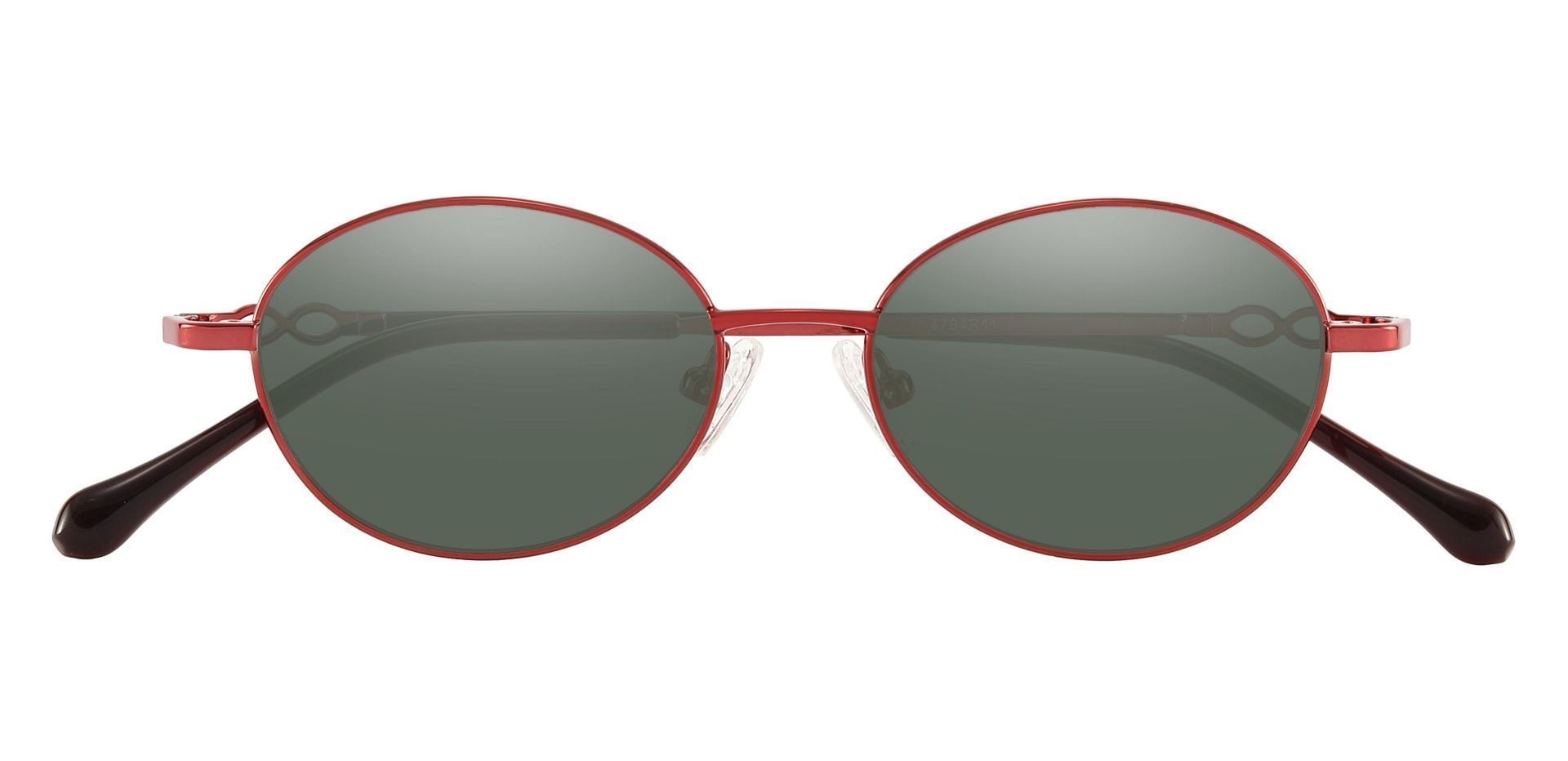 Odyssey Oval Progressive Sunglasses - Red Frame With Green Lenses