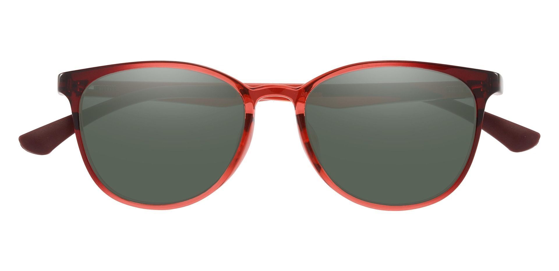 Pembroke Oval Prescription Sunglasses - Pink Frame With Green Lenses