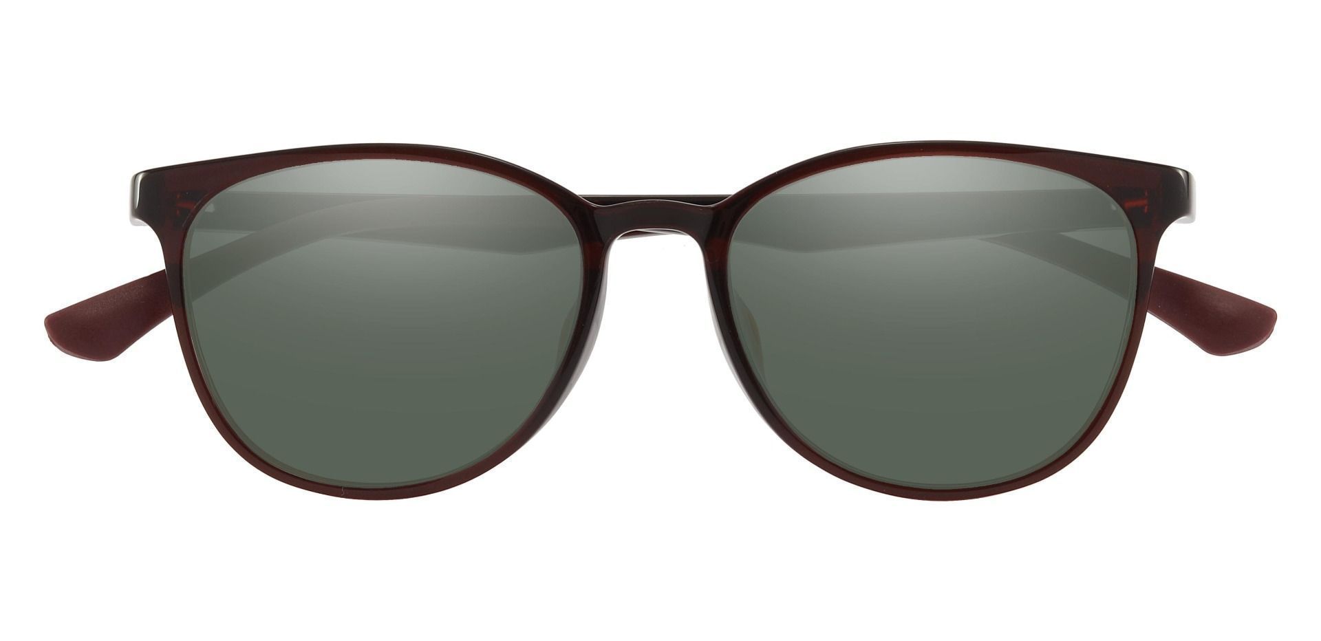 Pembroke Oval Lined Bifocal Sunglasses - Brown Frame With Green Lenses