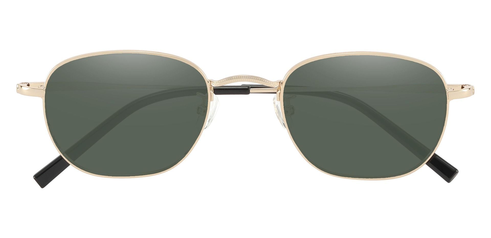 Greece Square Prescription Sunglasses - Gold Frame With Green Lenses