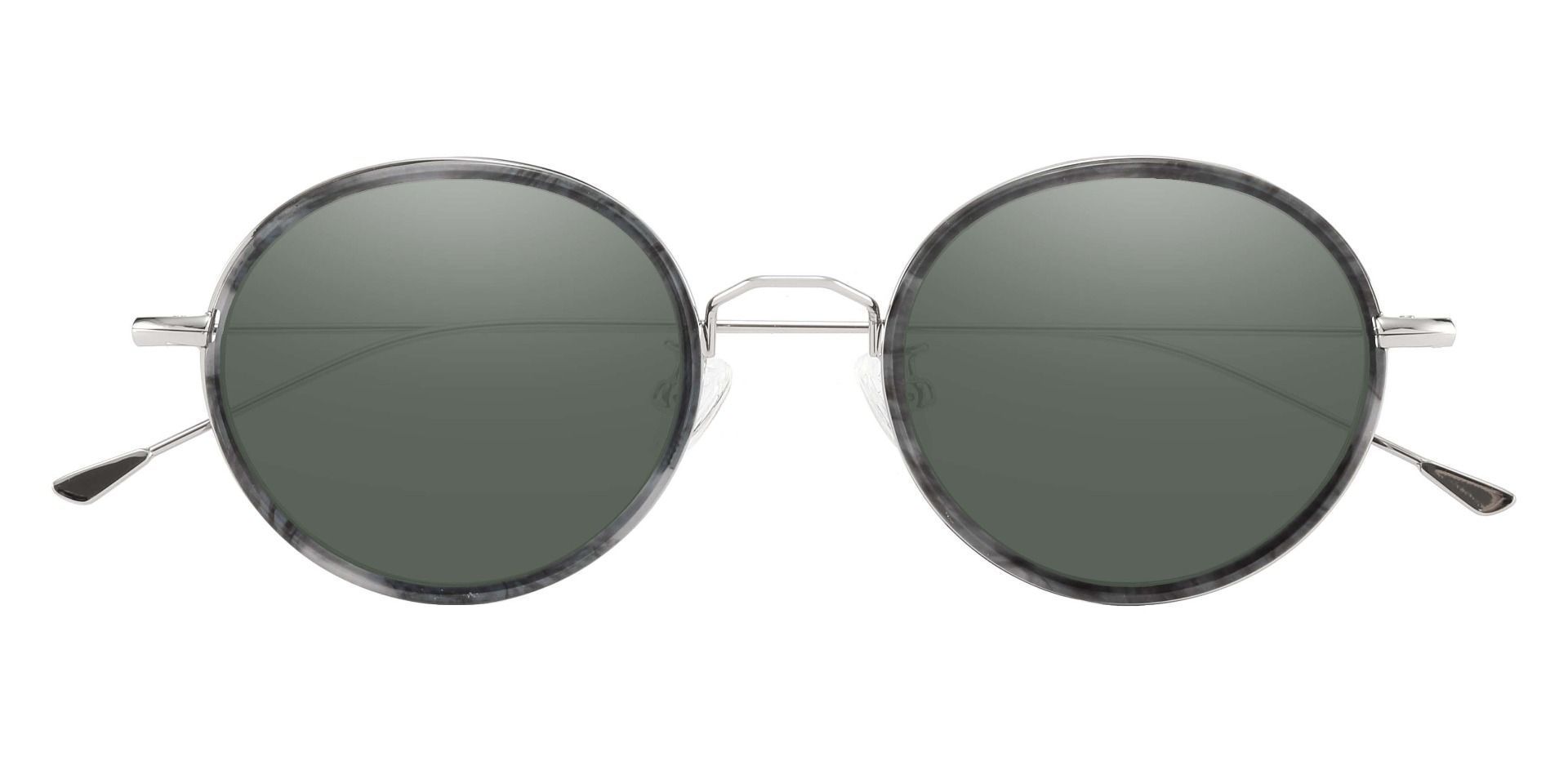 Malverne Oval Lined Bifocal Sunglasses - Gray Frame With Green Lenses