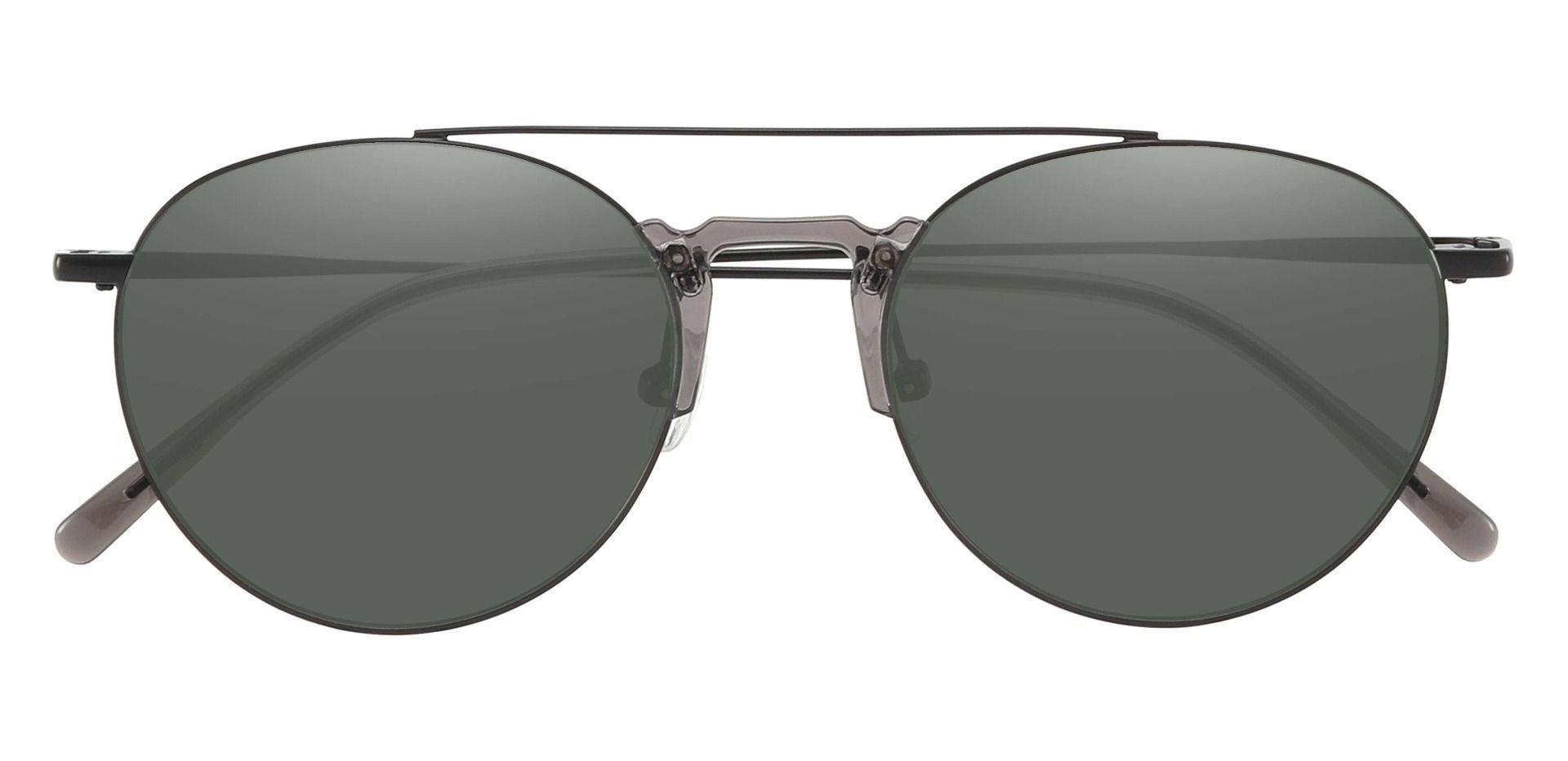 Ludden Aviator Lined Bifocal Sunglasses - Black Frame With Green Lenses