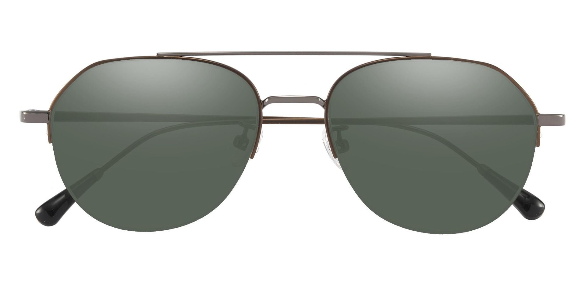 Waldorf Aviator Progressive Sunglasses - Brown Frame With Green Lenses