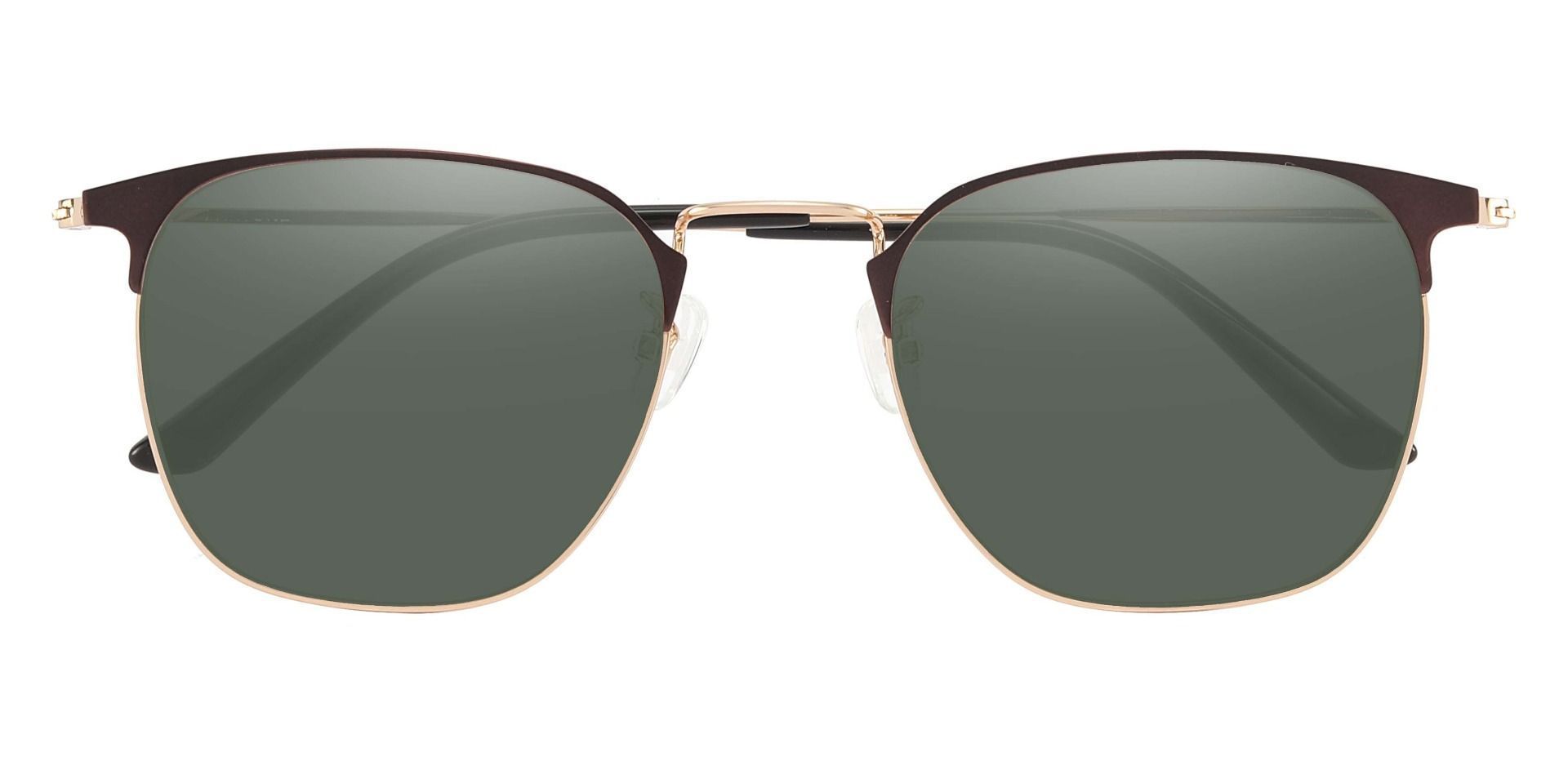 Nichols Browline Non-Rx Sunglasses - Brown Frame With Green Lenses