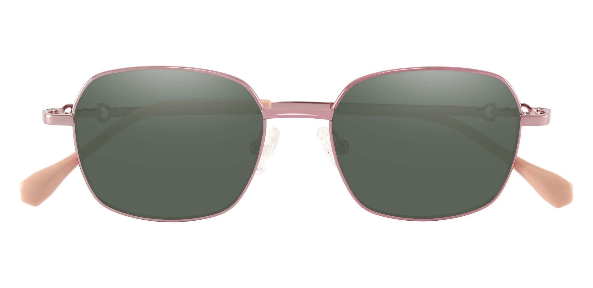 Averill Geometric Non-Rx Sunglasses - Rose Gold Frame With Green Lenses