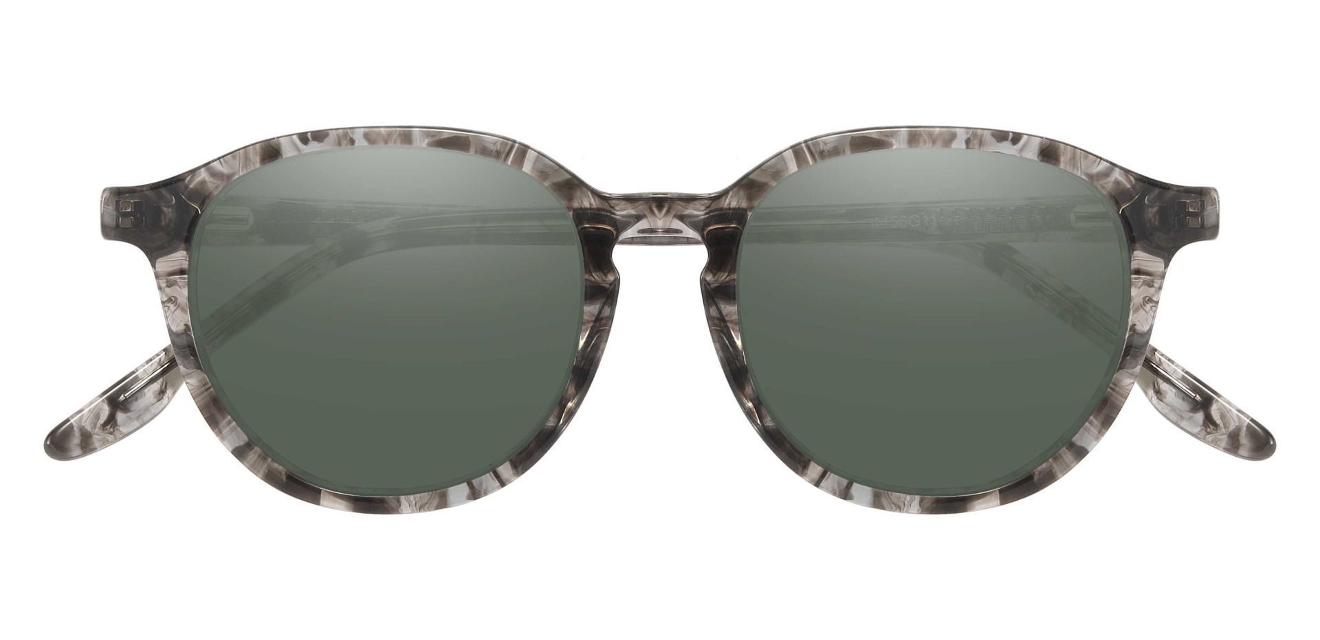 Ashley Oval Progressive Sunglasses - Gray Frame With Green Lenses