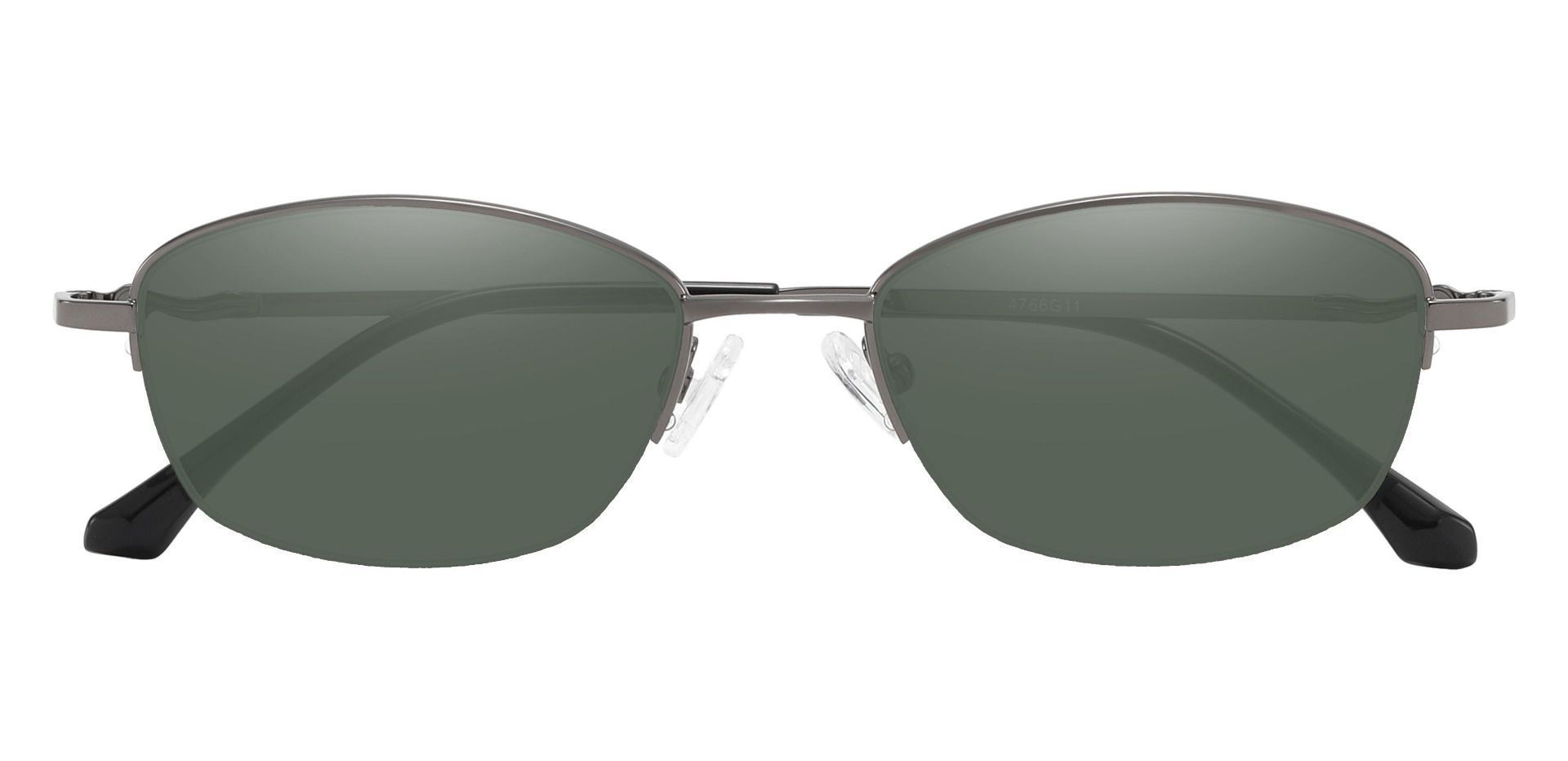 Beulah Oval Progressive Sunglasses - Gray Frame With Green Lenses