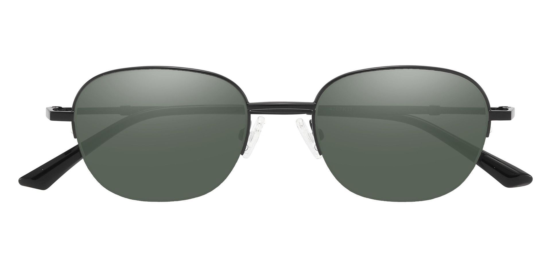 Rochester Oval Prescription Sunglasses - Black Frame With Green Lenses