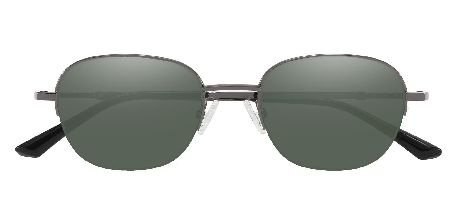 Rochester Oval Prescription Sunglasses - Gray Frame With Green Lenses