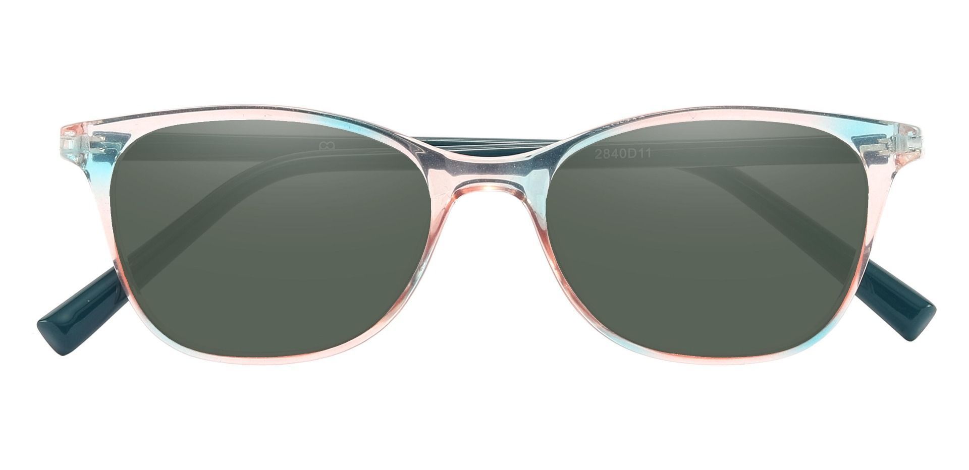 Bravo Rectangle Prescription Sunglasses - Green Frame With Green Lenses