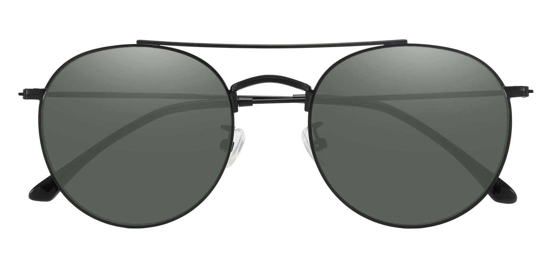 Junction Aviator Prescription Sunglasses - Black Frame With Green Lenses