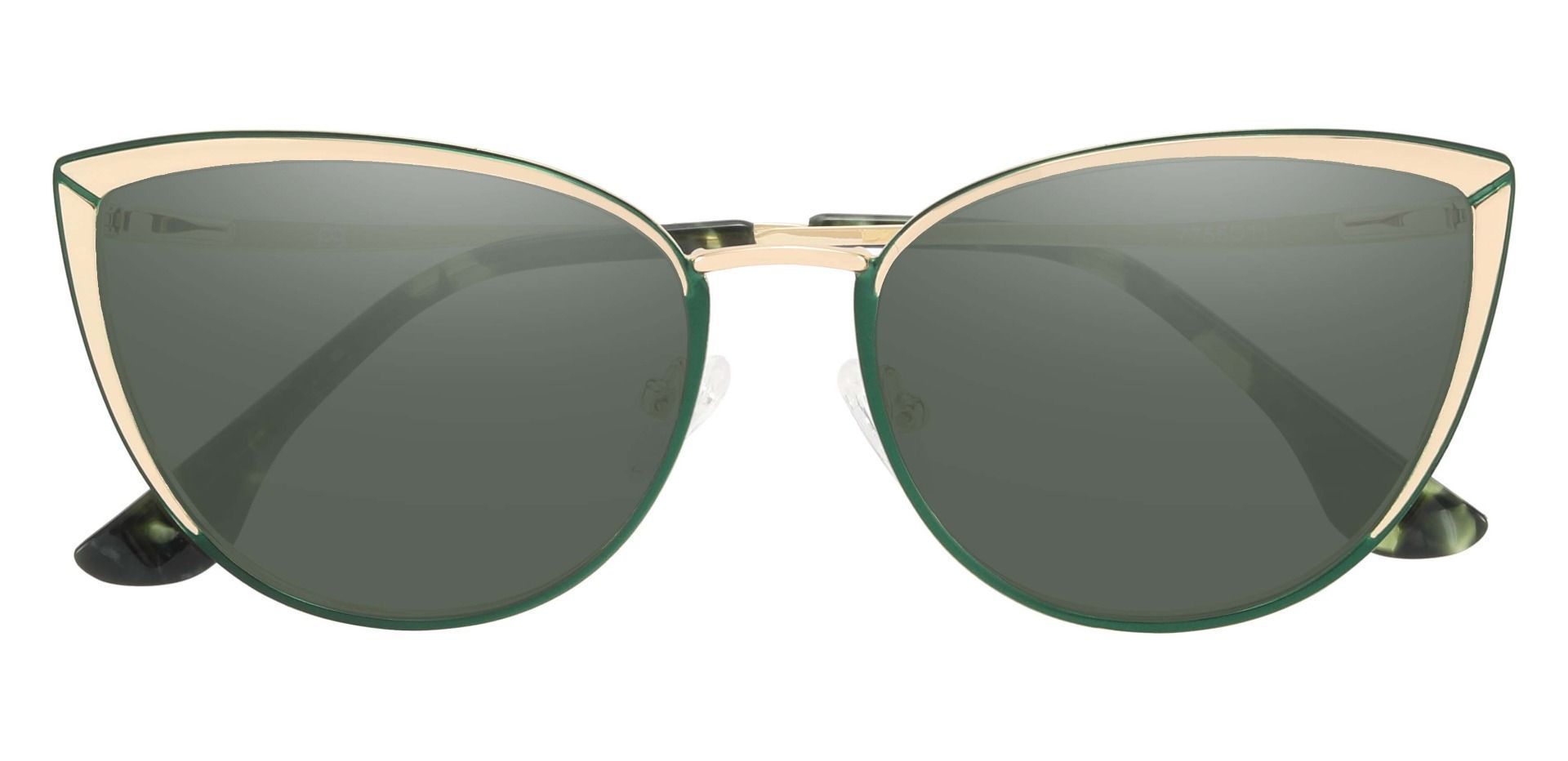 Alyssa Cat Eye Progressive Sunglasses - Green Frame With Green Lenses