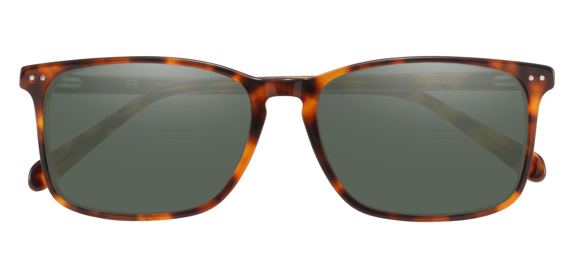 Finney Rectangle Lined Bifocal Sunglasses - Tortoise Frame With Green Lenses