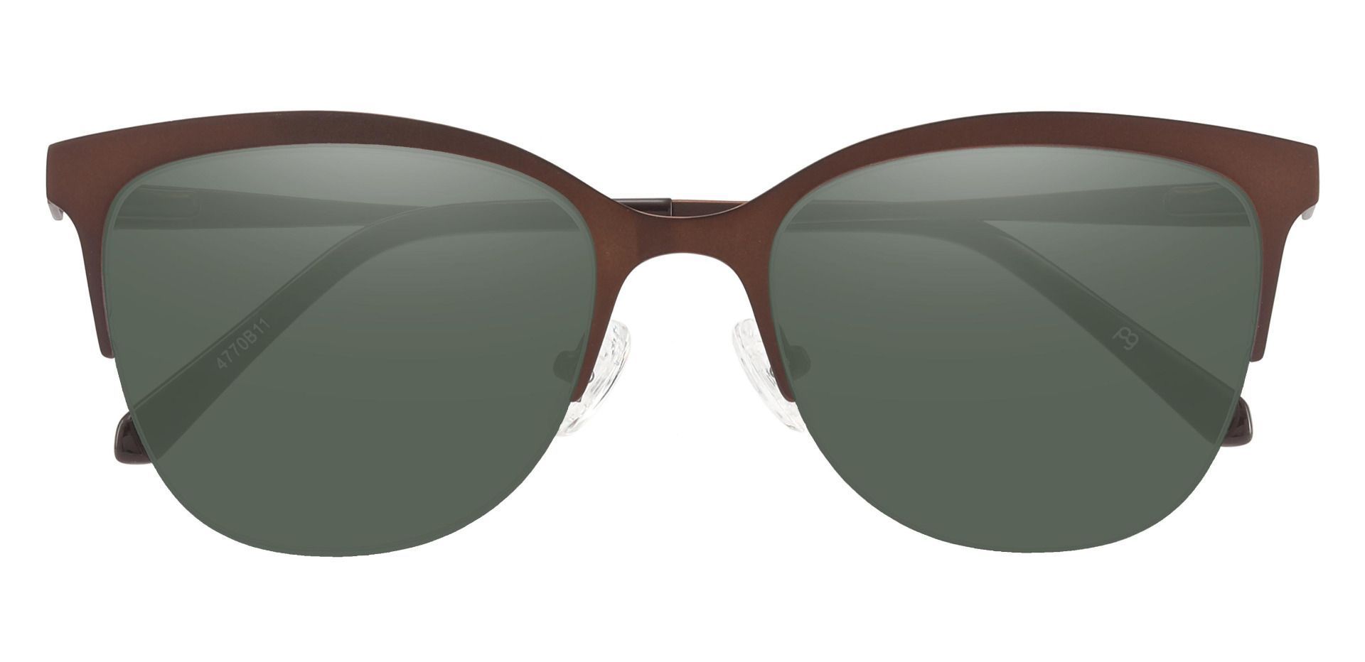 Winnie Oval Prescription Sunglasses - Brown Frame With Green Lenses