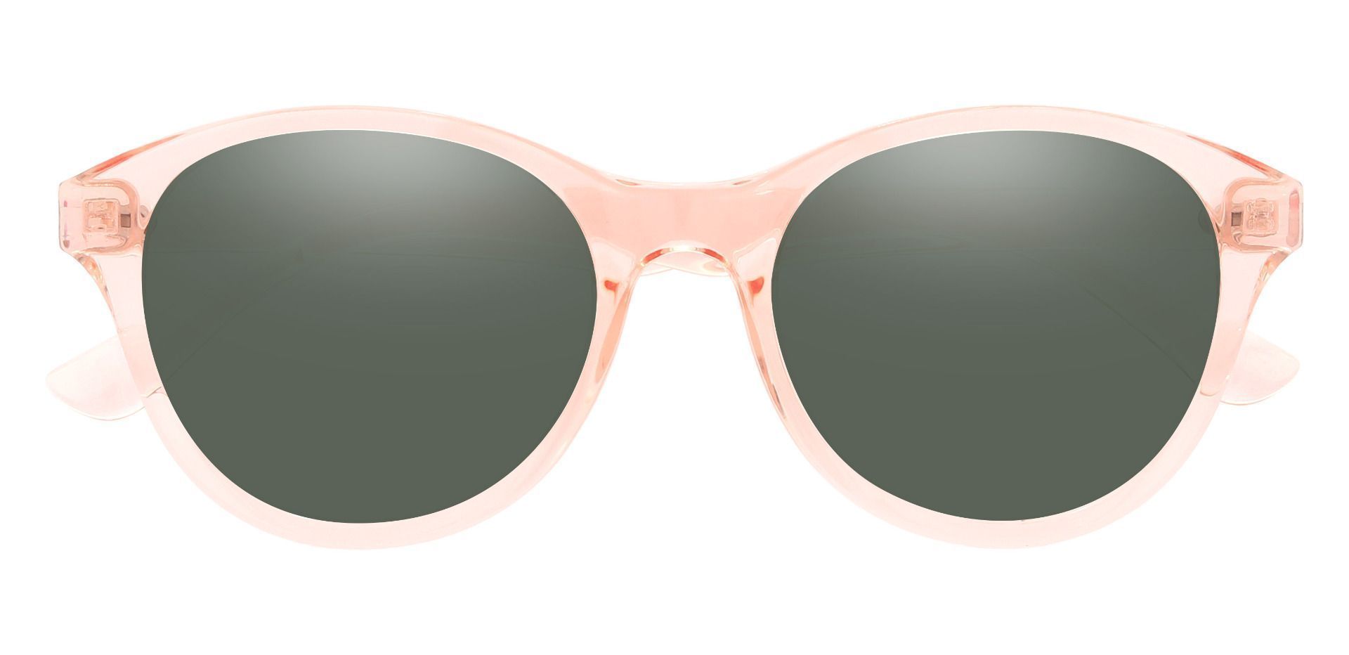 Angelina Round Prescription Sunglasses - Pink Frame With Green Lenses