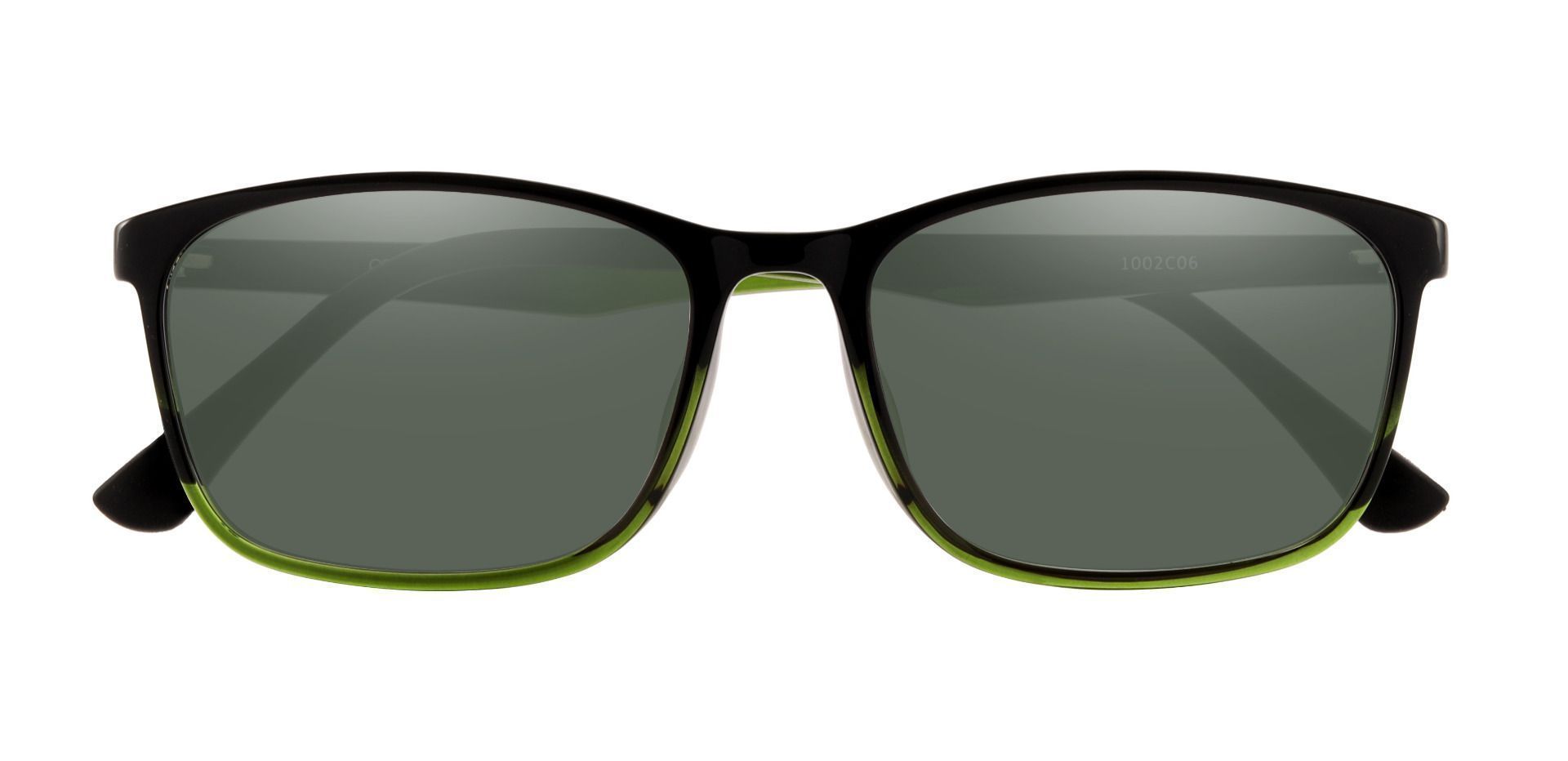 Ingram Rectangle Prescription Sunglasses - Green Frame With Green Lenses