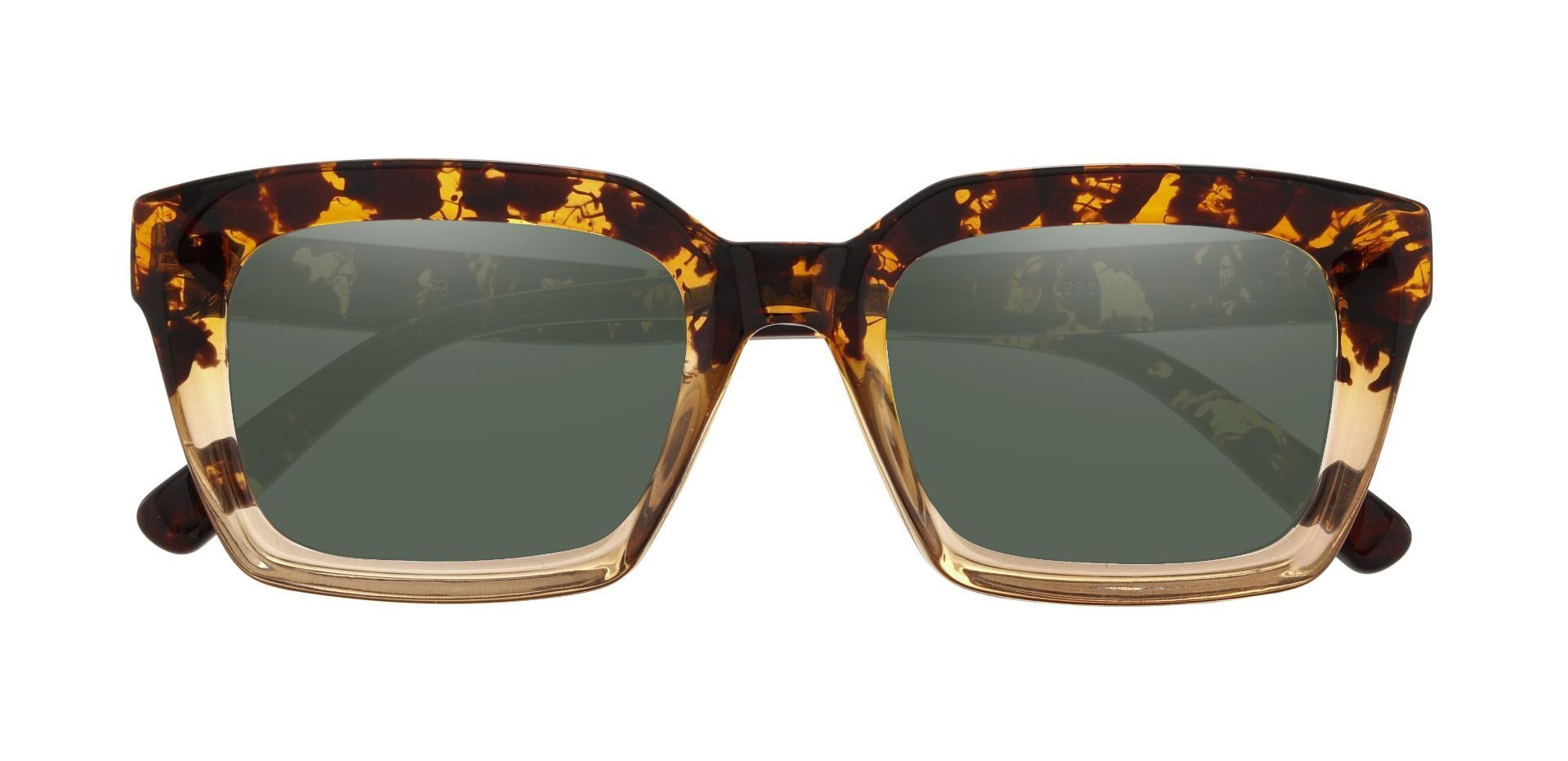 Unity Rectangle Progressive Sunglasses - Tortoise Frame With Green Lenses