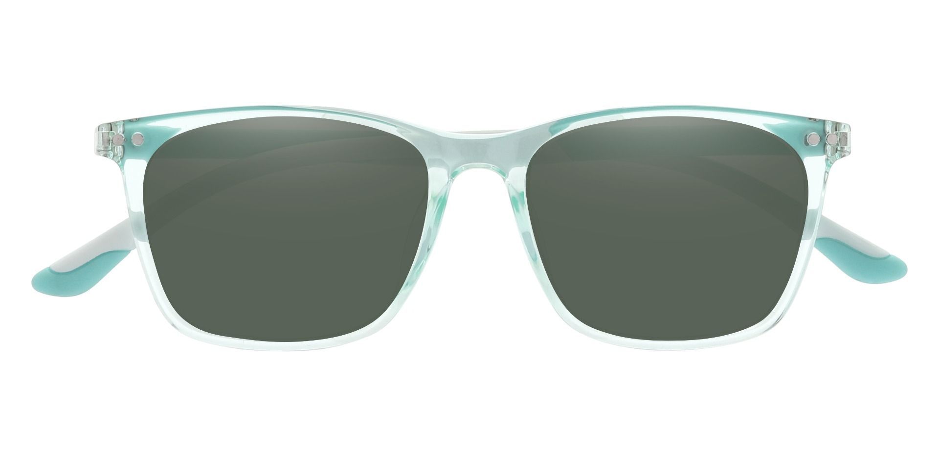 Slane Square Prescription Sunglasses - Blue Frame With Green Lenses