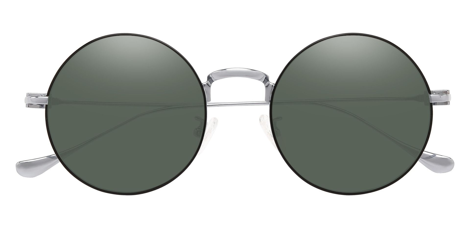 Cayenne Round Prescription Sunglasses - Black Frame With Green Lenses