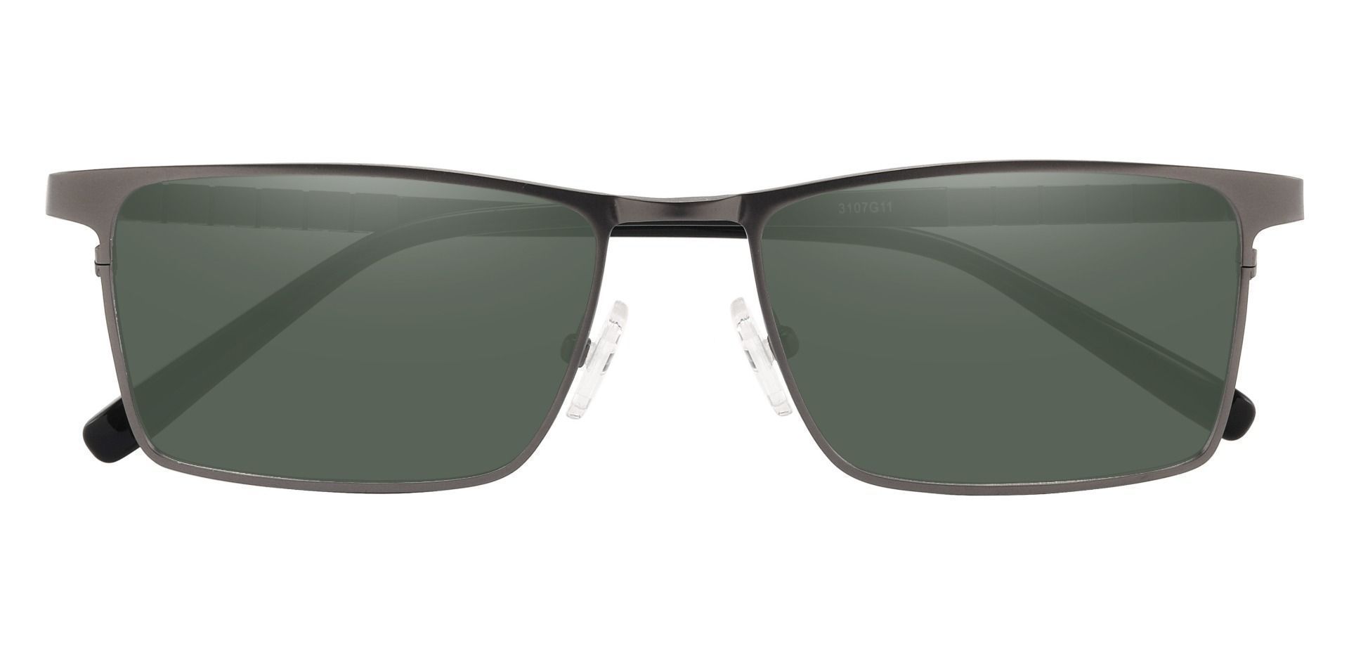 Cheshire Rectangle Reading Sunglasses - Gray Frame With Green Lenses