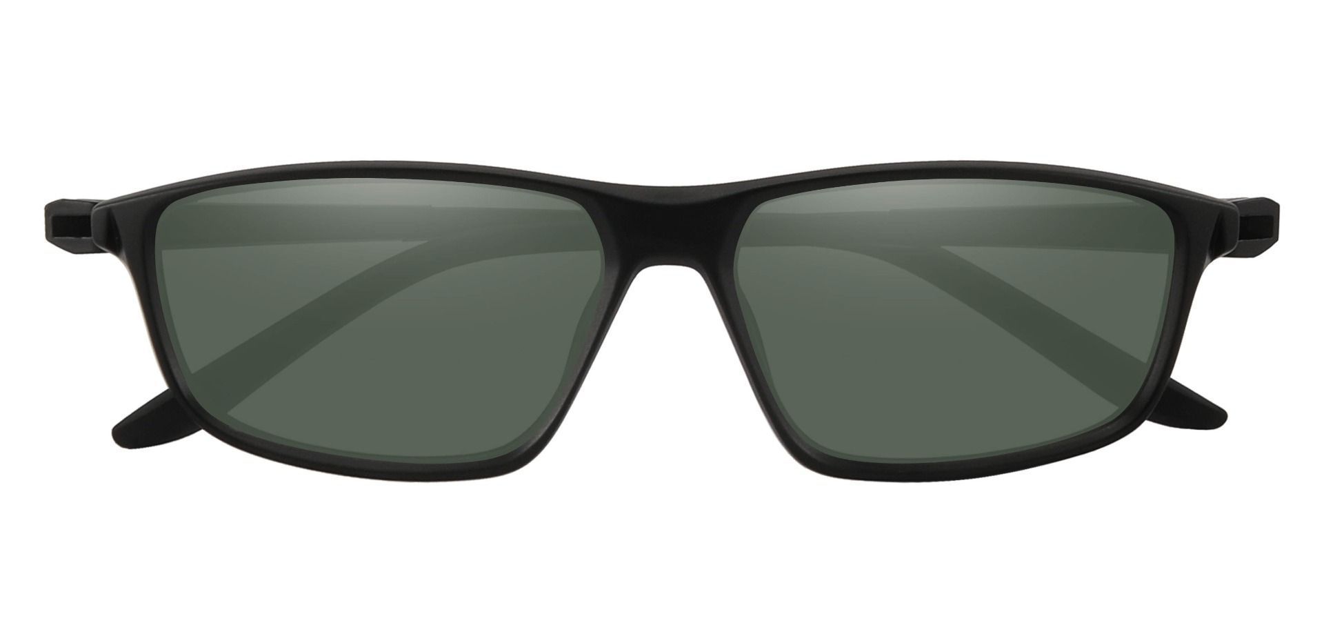 Mark Rectangle Prescription Sunglasses - Black Frame With Green Lenses