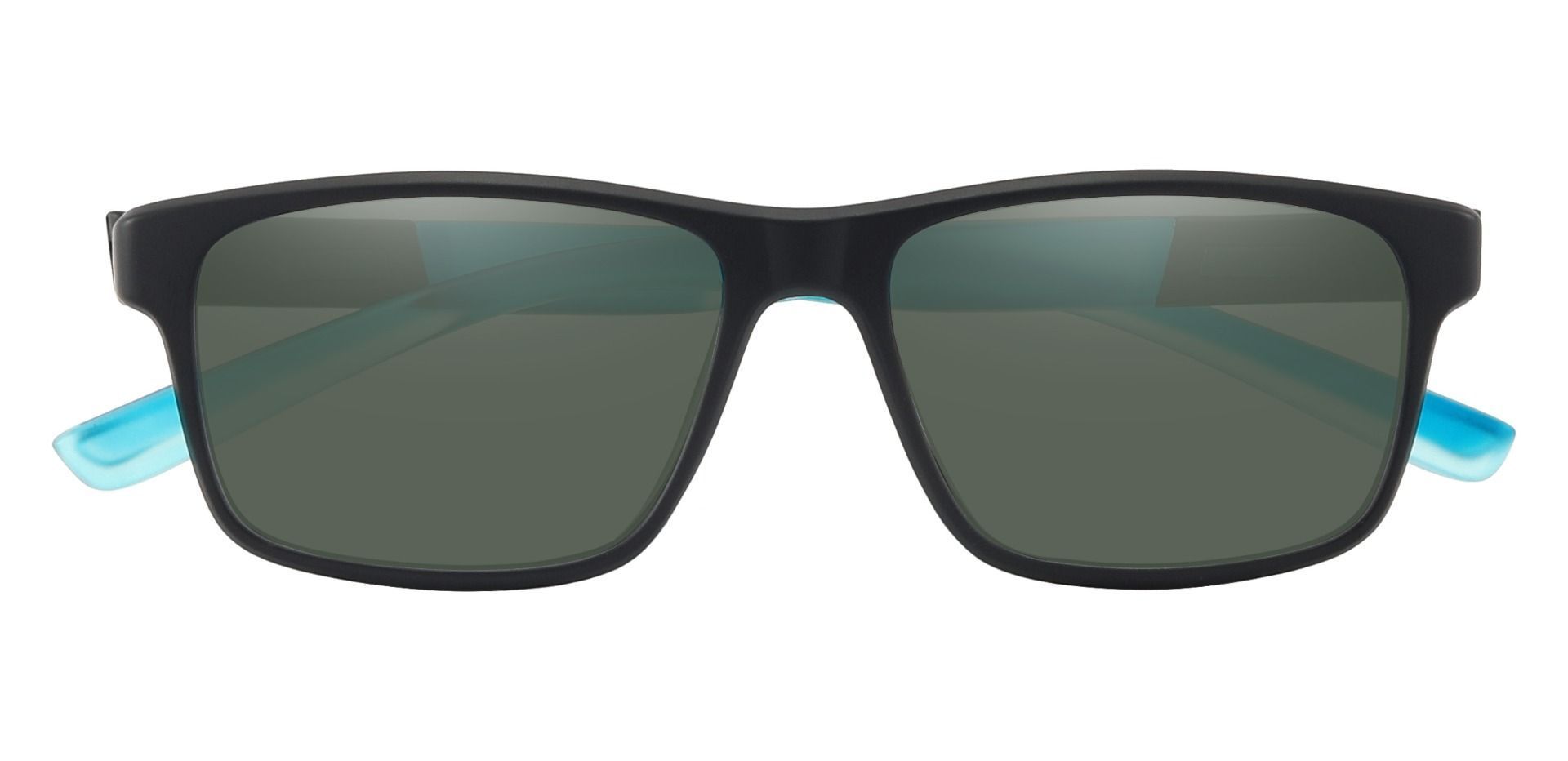 Ryan Rectangle Prescription Sunglasses Blue Frame With Green Lenses