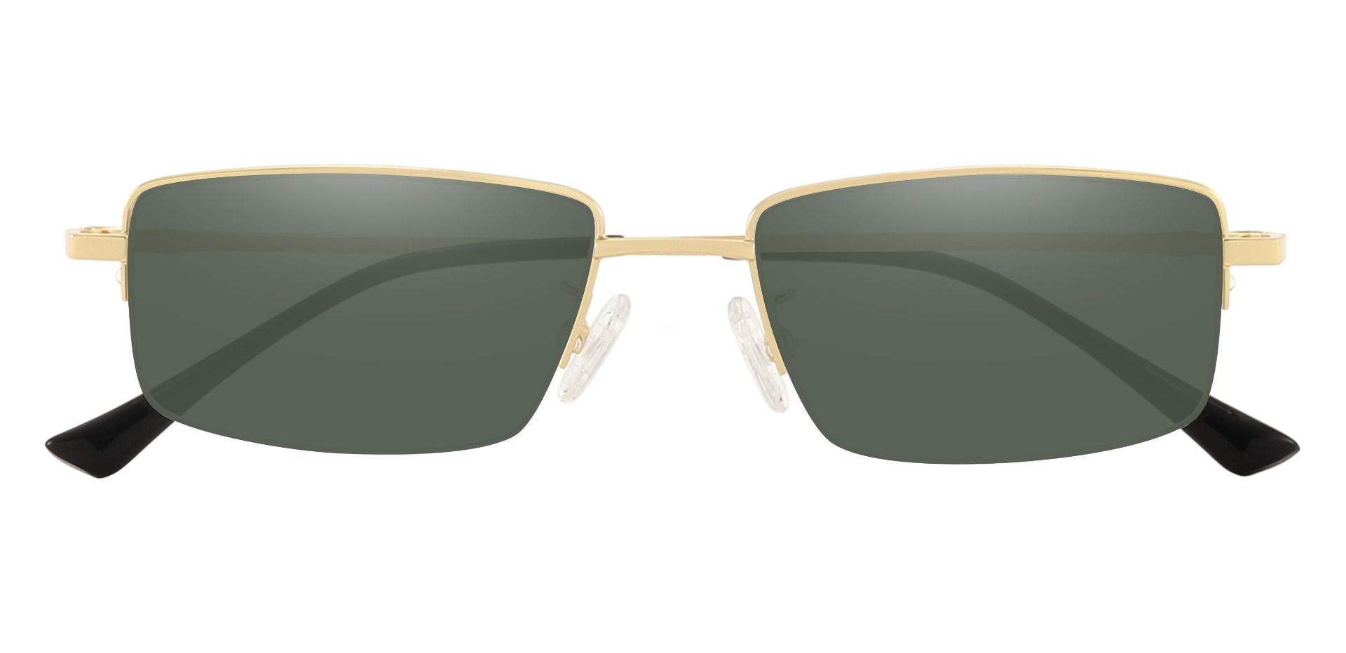 Waldo Rectangle Lined Bifocal Sunglasses - Gold Frame With Green Lenses
