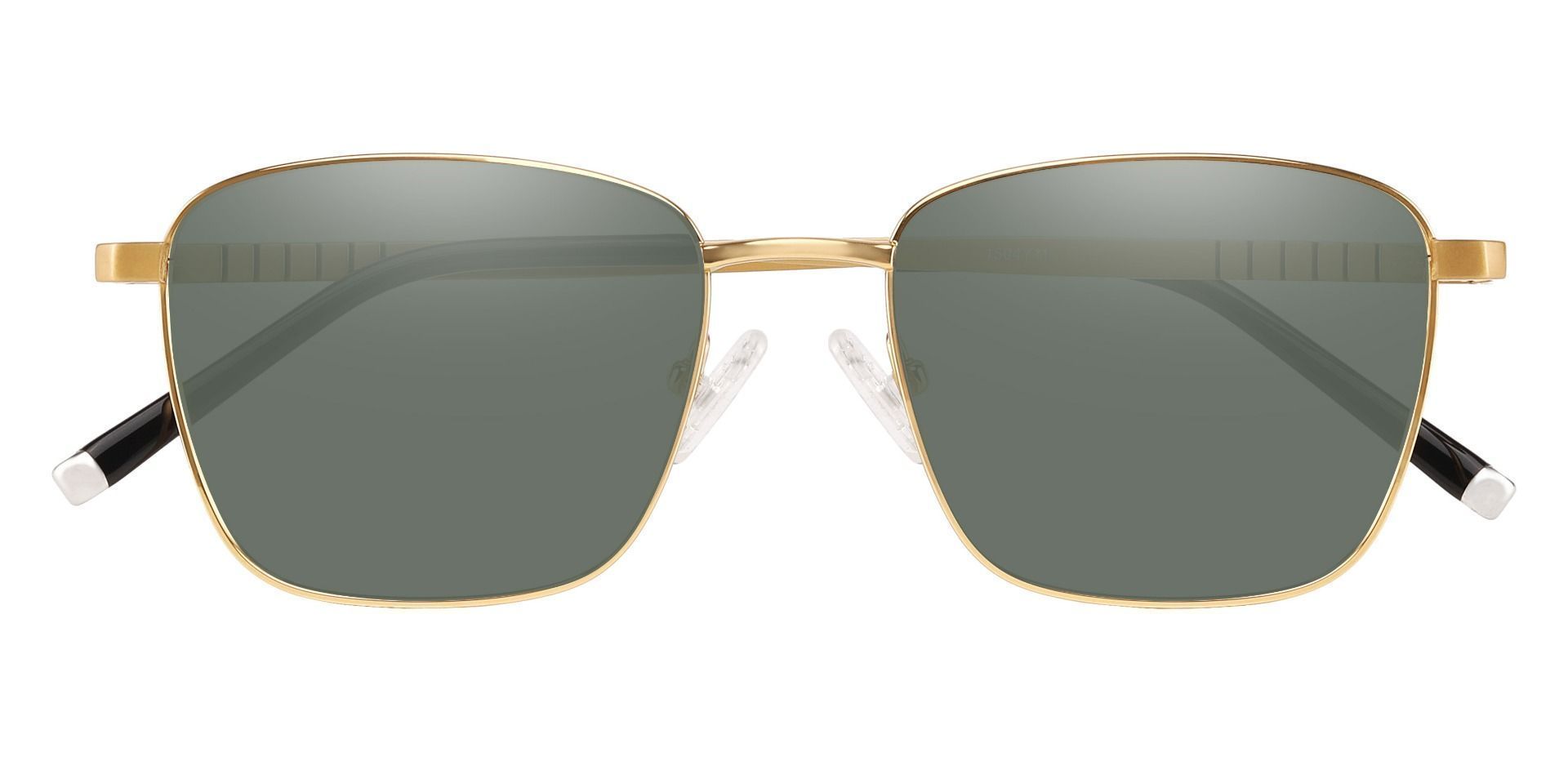 May Square Progressive Sunglasses - Gold Frame With Green Lenses