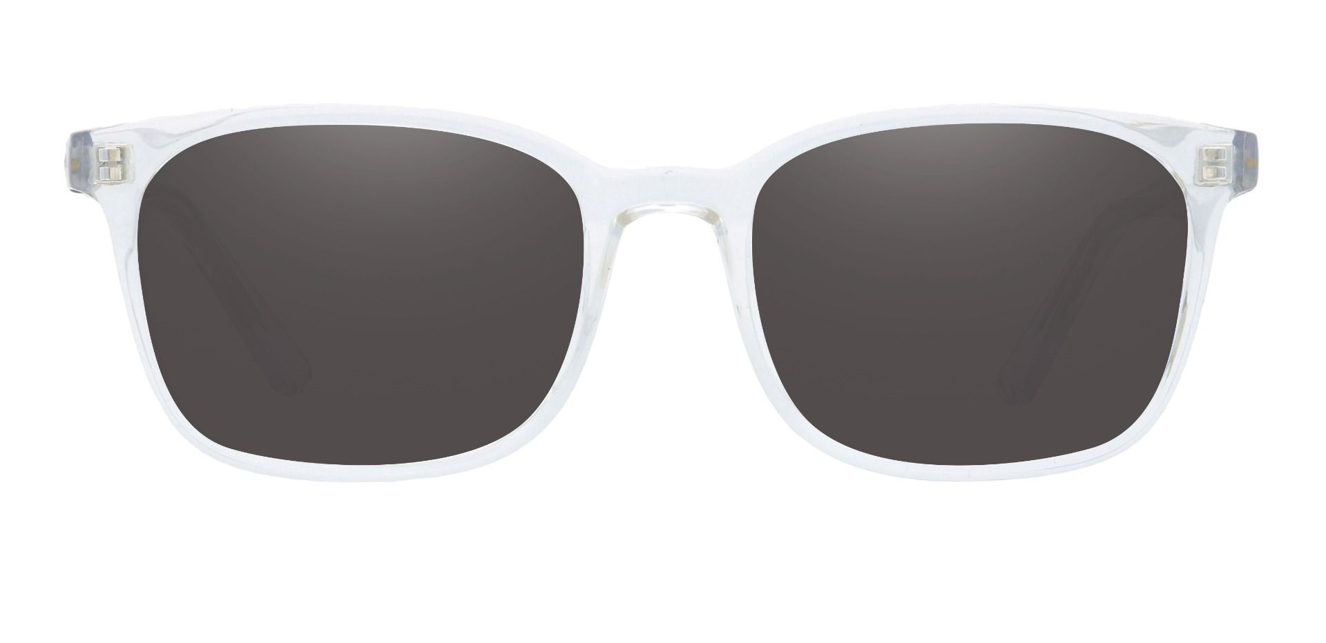 Windsor Rectangle Prescription Sunglasses - Clear Frame With Gray Lenses