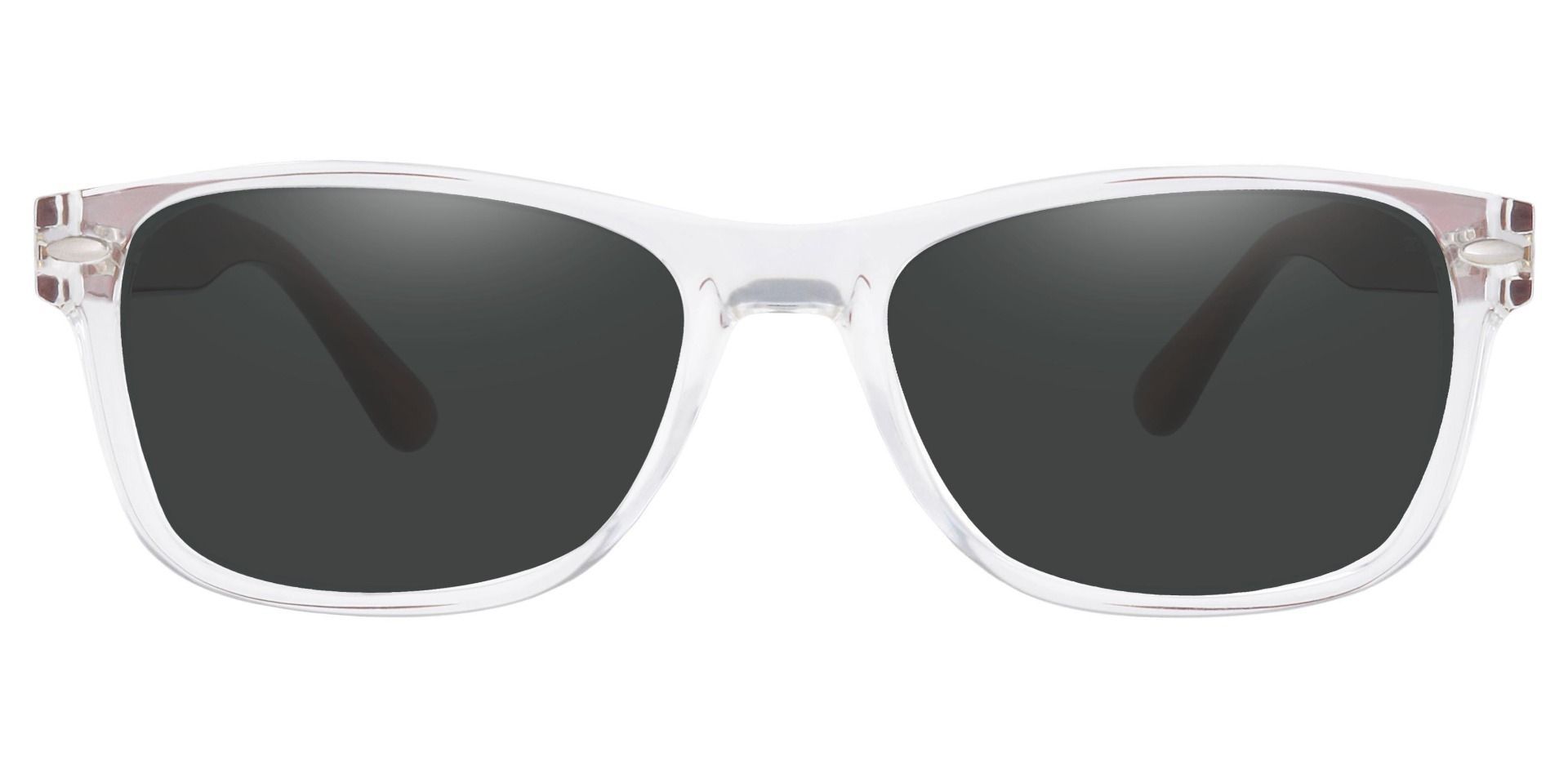 Kent Rectangle Prescription Sunglasses - Clear Frame With Gray Lenses