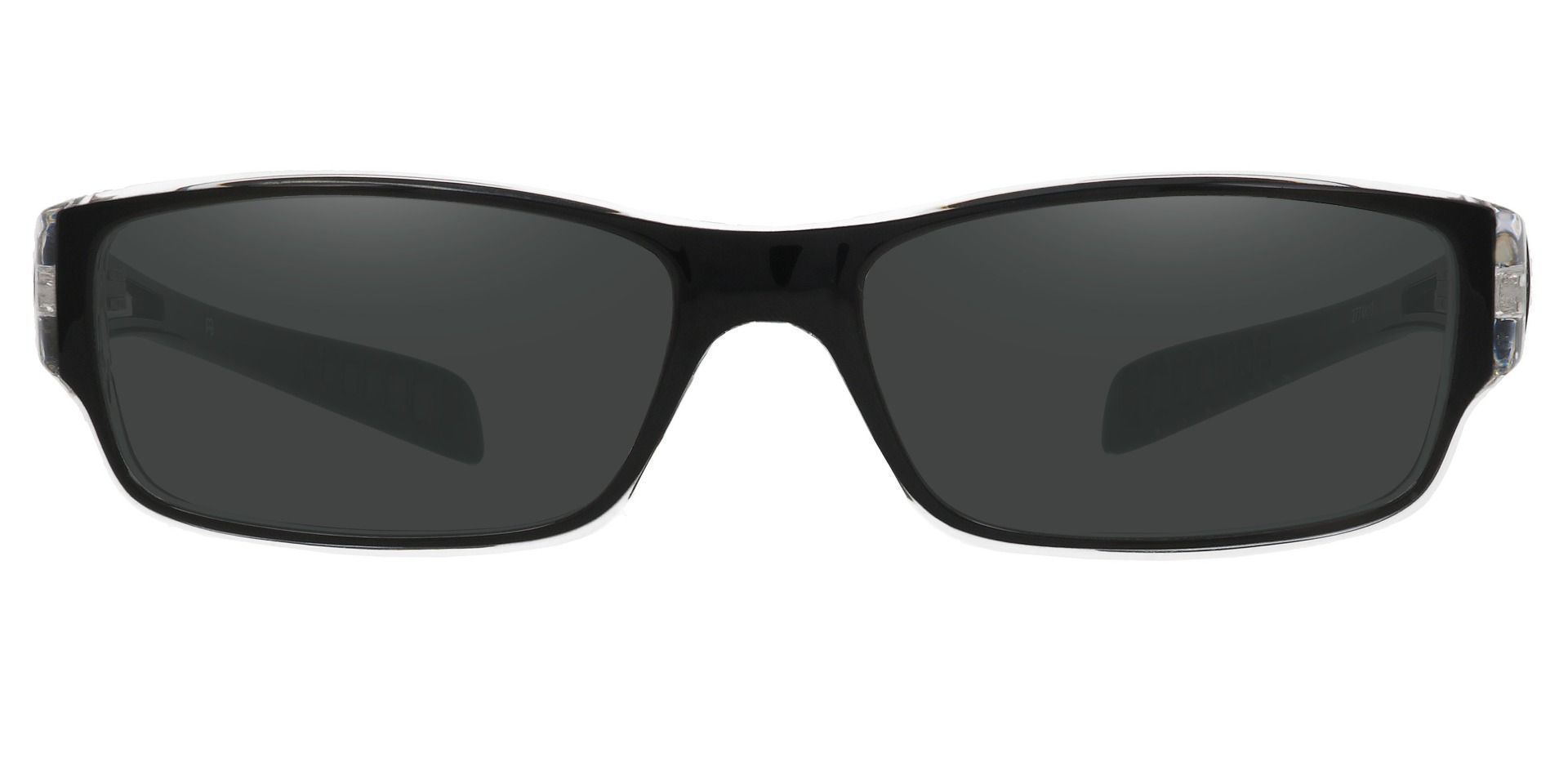 Mercury Rectangle Prescription Sunglasses - Black Frame With Gray Lenses