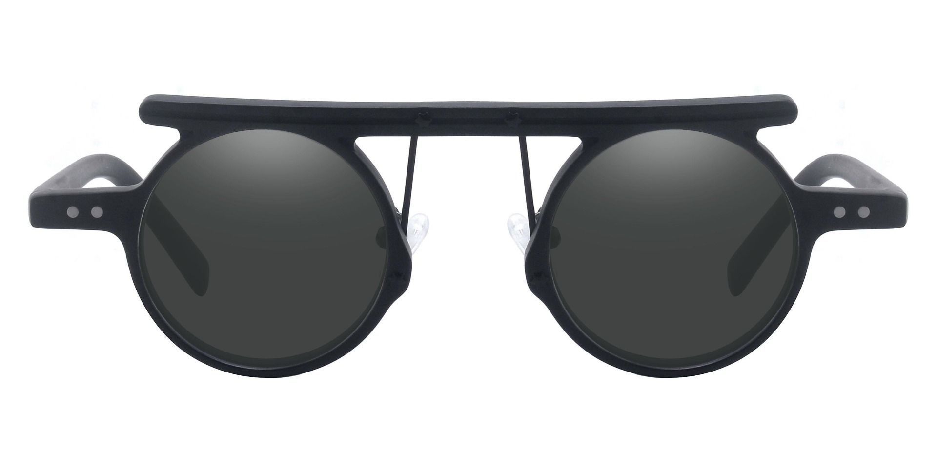 Pagoda Round Prescription Sunglasses - Black Frame With Gray Lenses