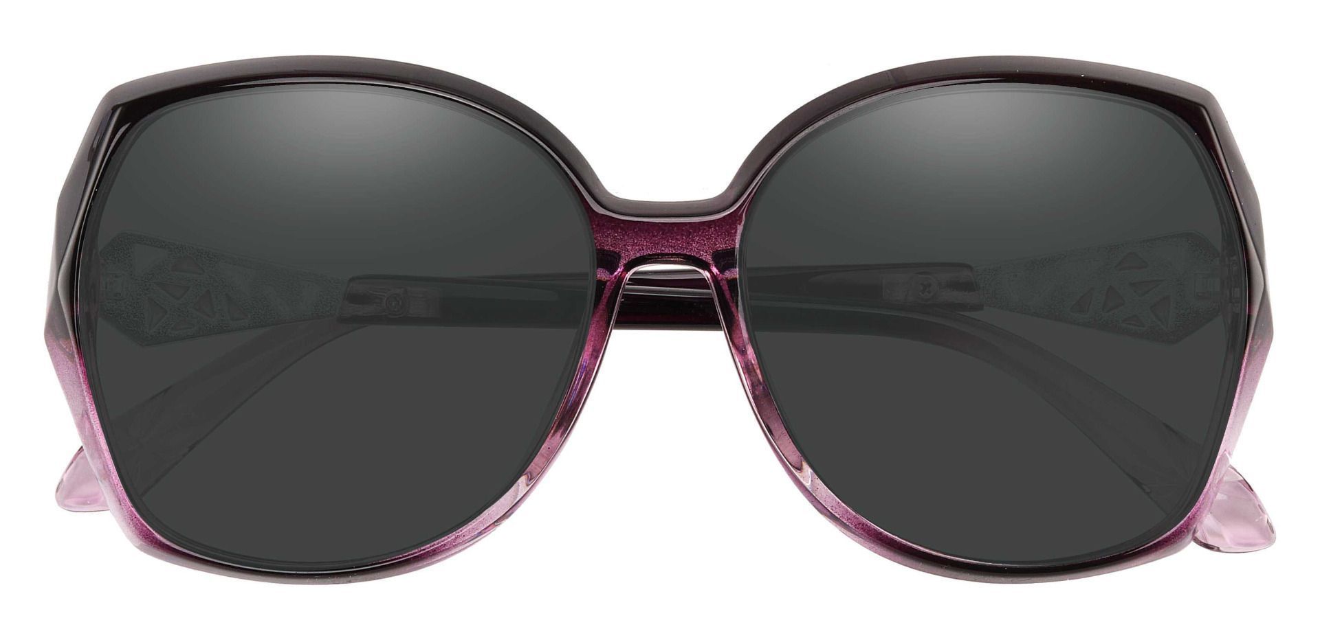 Swan Geometric Non-Rx Sunglasses - Purple Frame With Gray Lenses