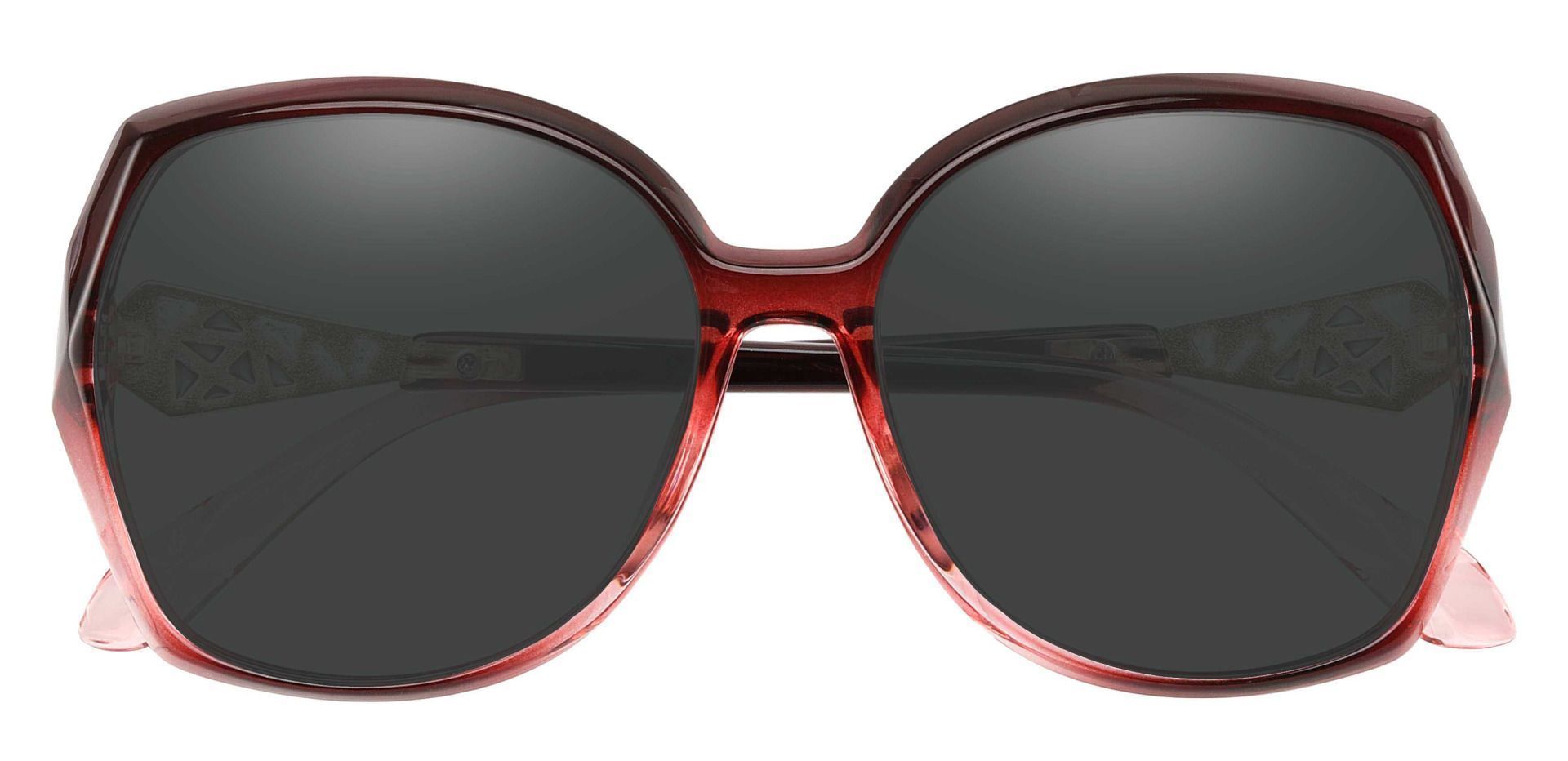 Swan Geometric Single Vision Sunglasses - Red Frame With Gray Lenses