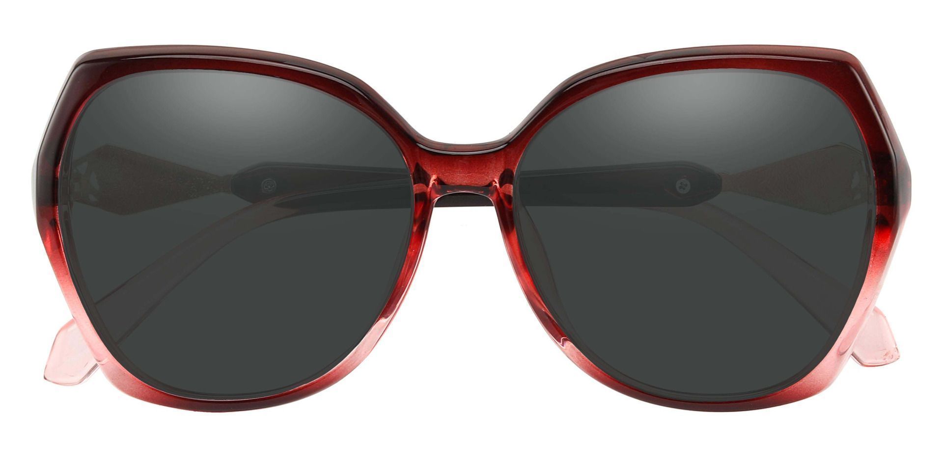 Solitaire Geometric Non-Rx Sunglasses - Red Frame With Gray Lenses