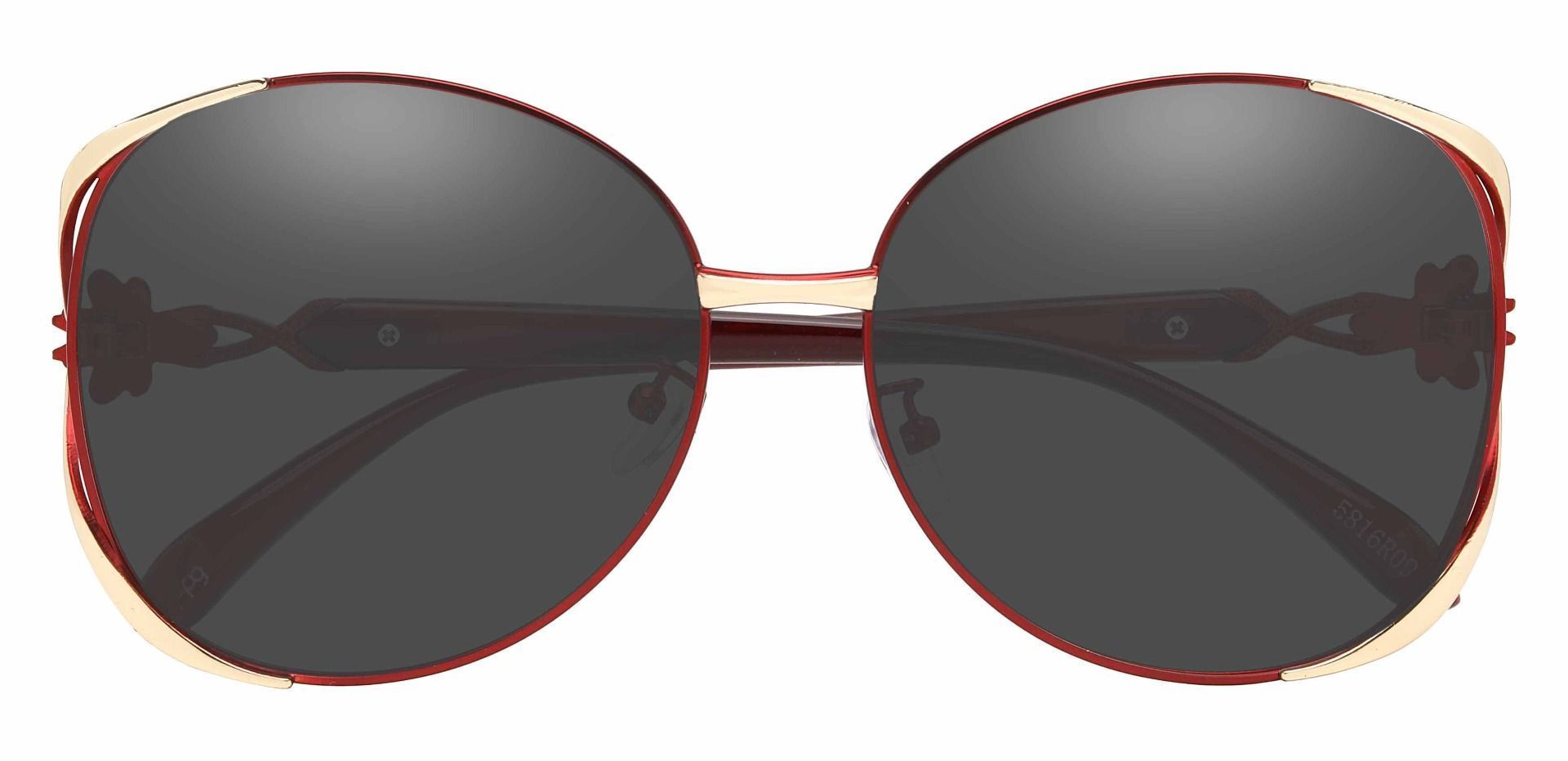 Nina Round Single Vision Sunglasses - Red Frame With Gray Lenses