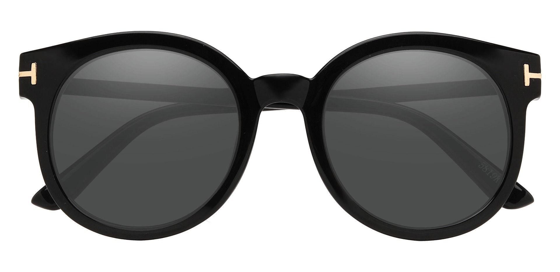 Fortuna Round Single Vision Sunglasses - Black Frame With Gray Lenses