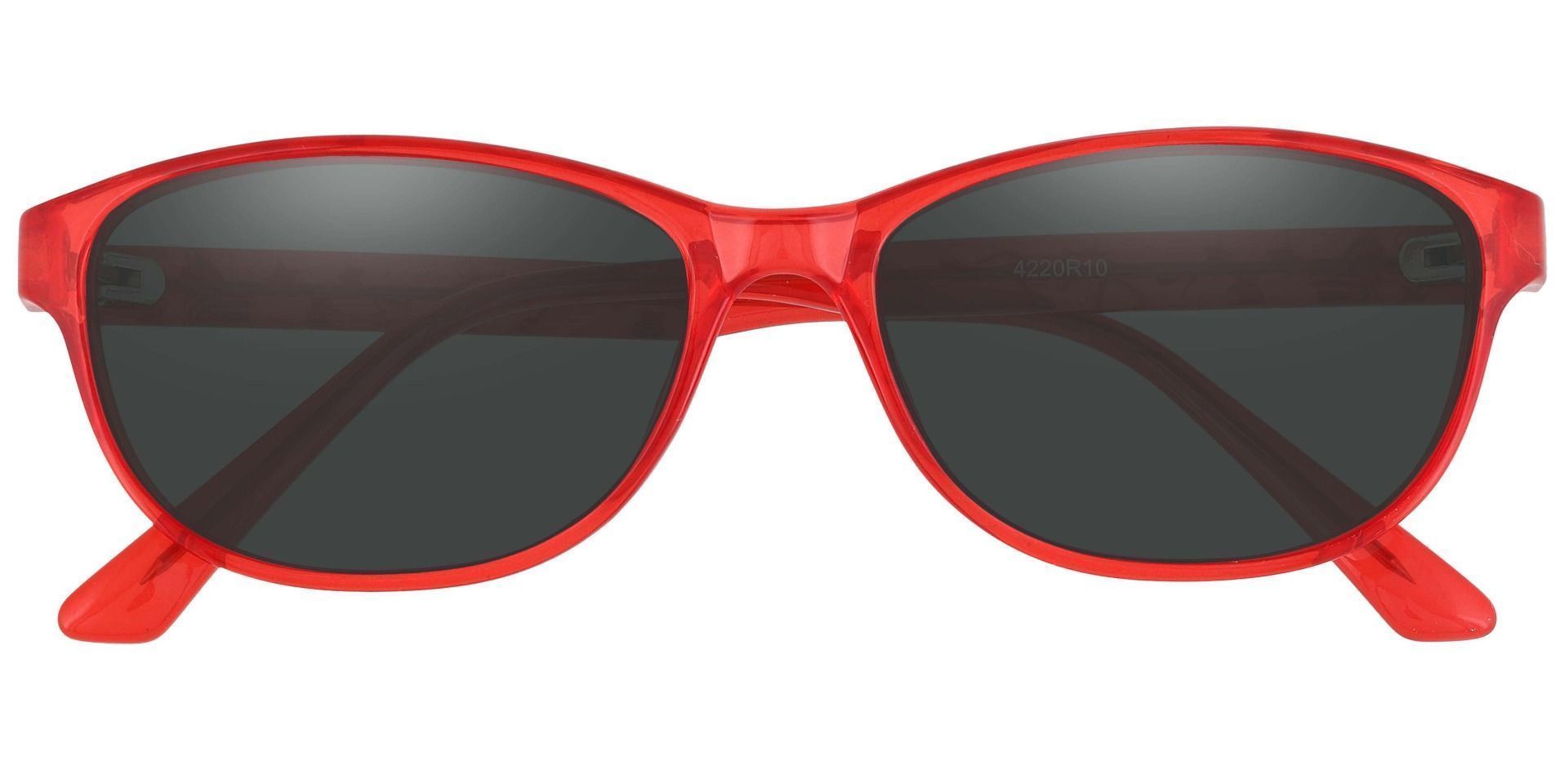 Alpine Oval Prescription Sunglasses - Red Frame With Gray Lenses