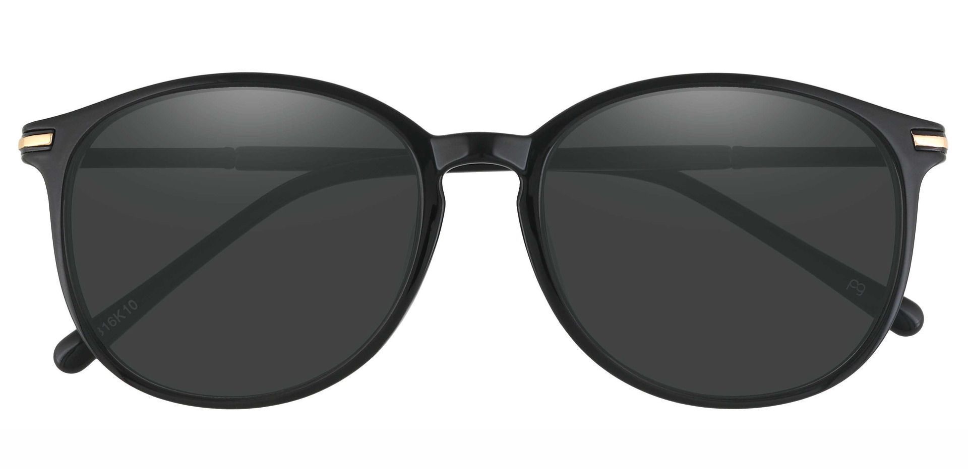 Danbury Oval Lined Bifocal Sunglasses - Black Frame With Gray Lenses