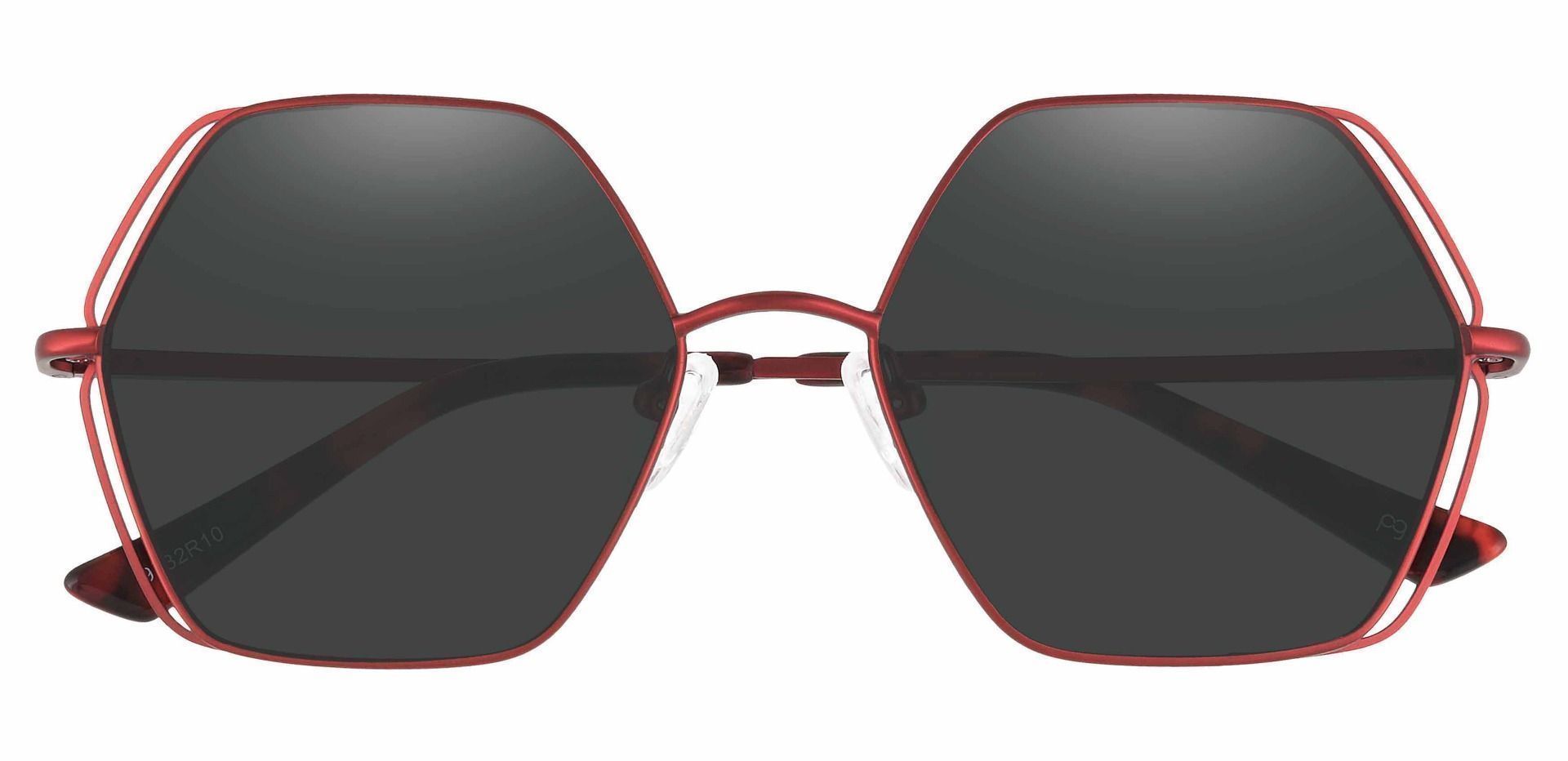 Hawley Geometric Prescription Sunglasses - Red Frame With Gray Lenses